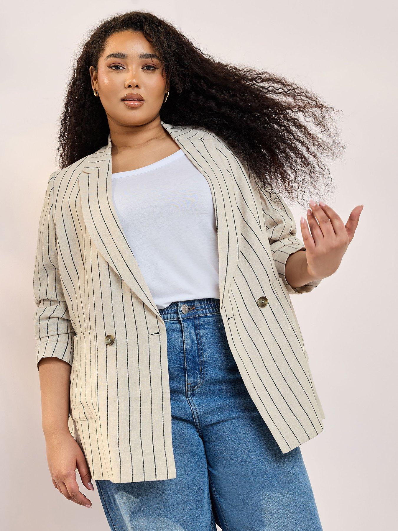 undefined Curve Tailored Stripe Blazer