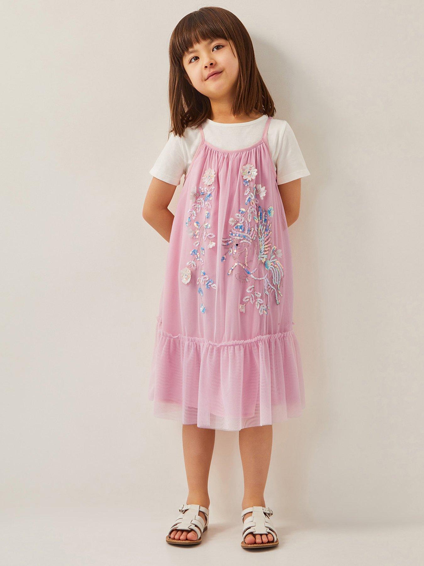 undefined Girls 2 Piece Unicorn Embellished Dress & Tshirt Set - Multi