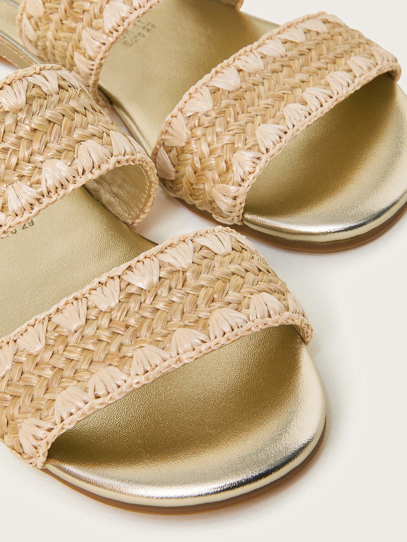 Image 3 of 3 of Monsoon Girls Woven Whipstitch Strappy Sandals - Gold