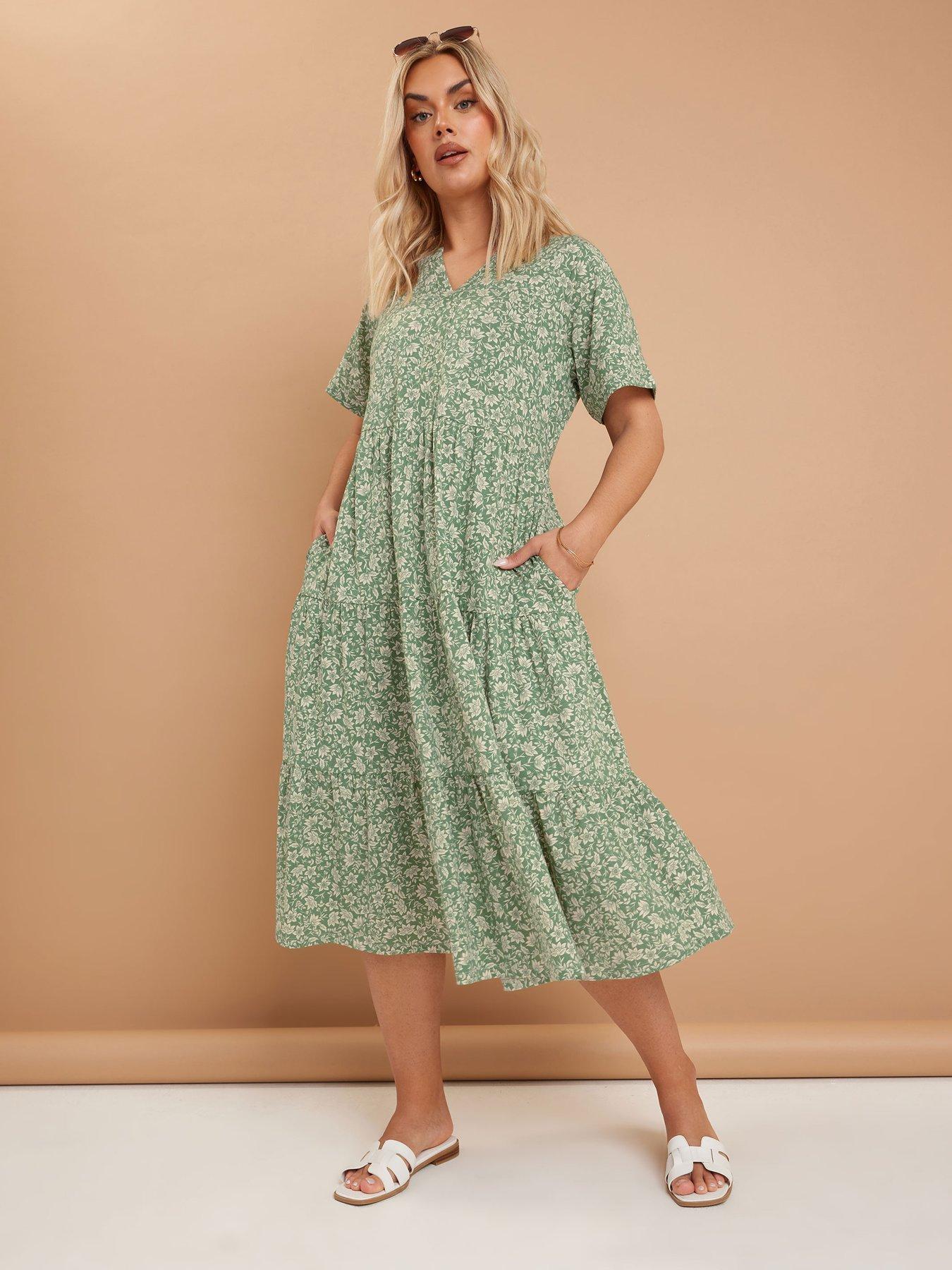 Image 1 of 4 of Yours Curve Cotton Tiered Dress