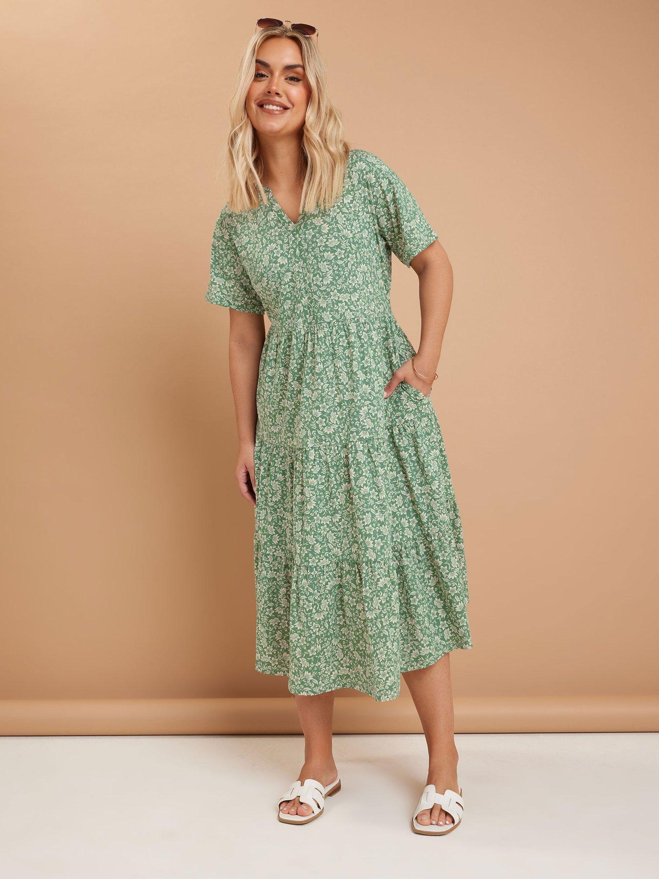 Image 3 of 4 of Yours Curve Cotton Tiered Dress
