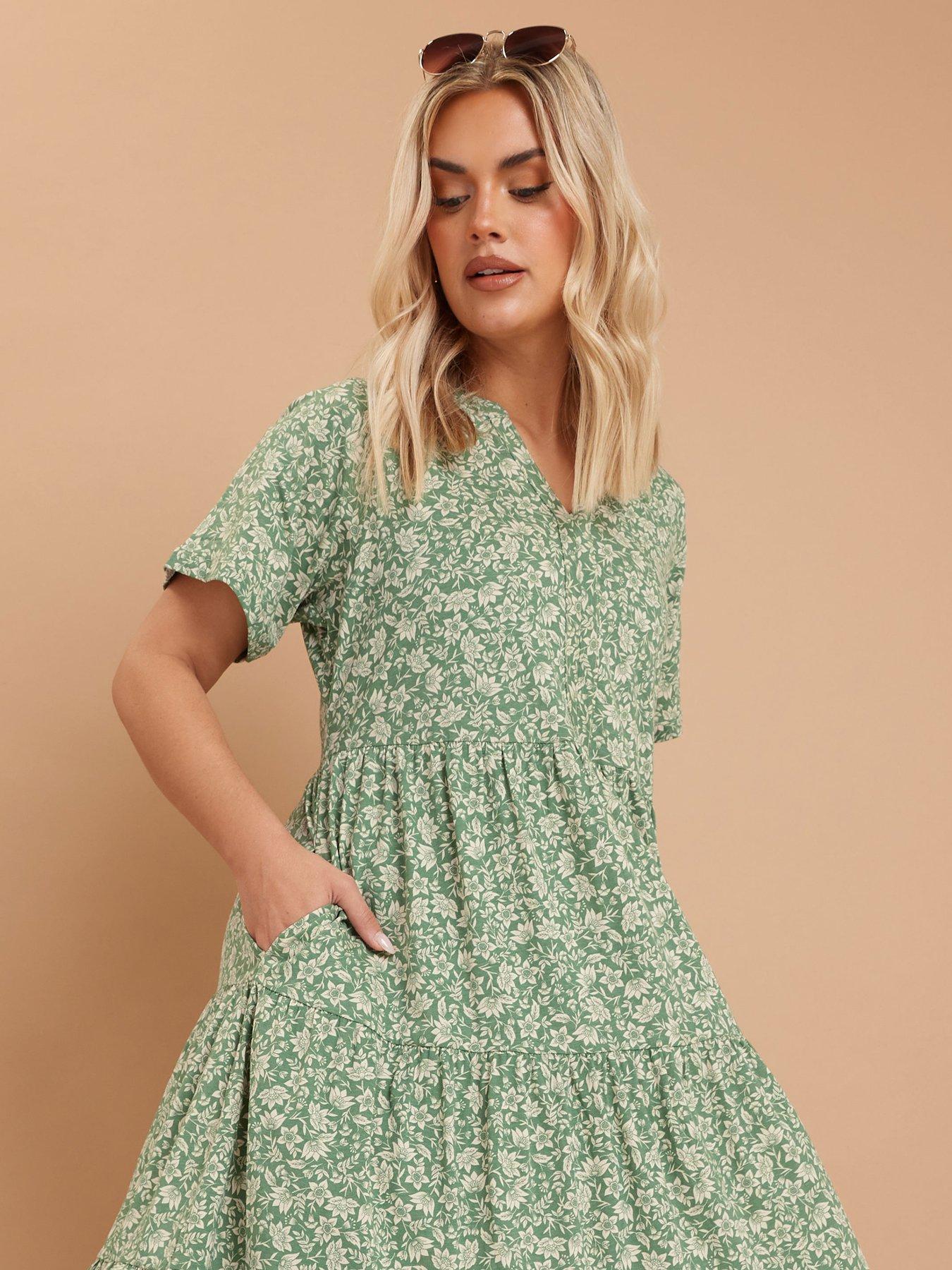 Image 4 of 4 of Yours Curve Cotton Tiered Dress