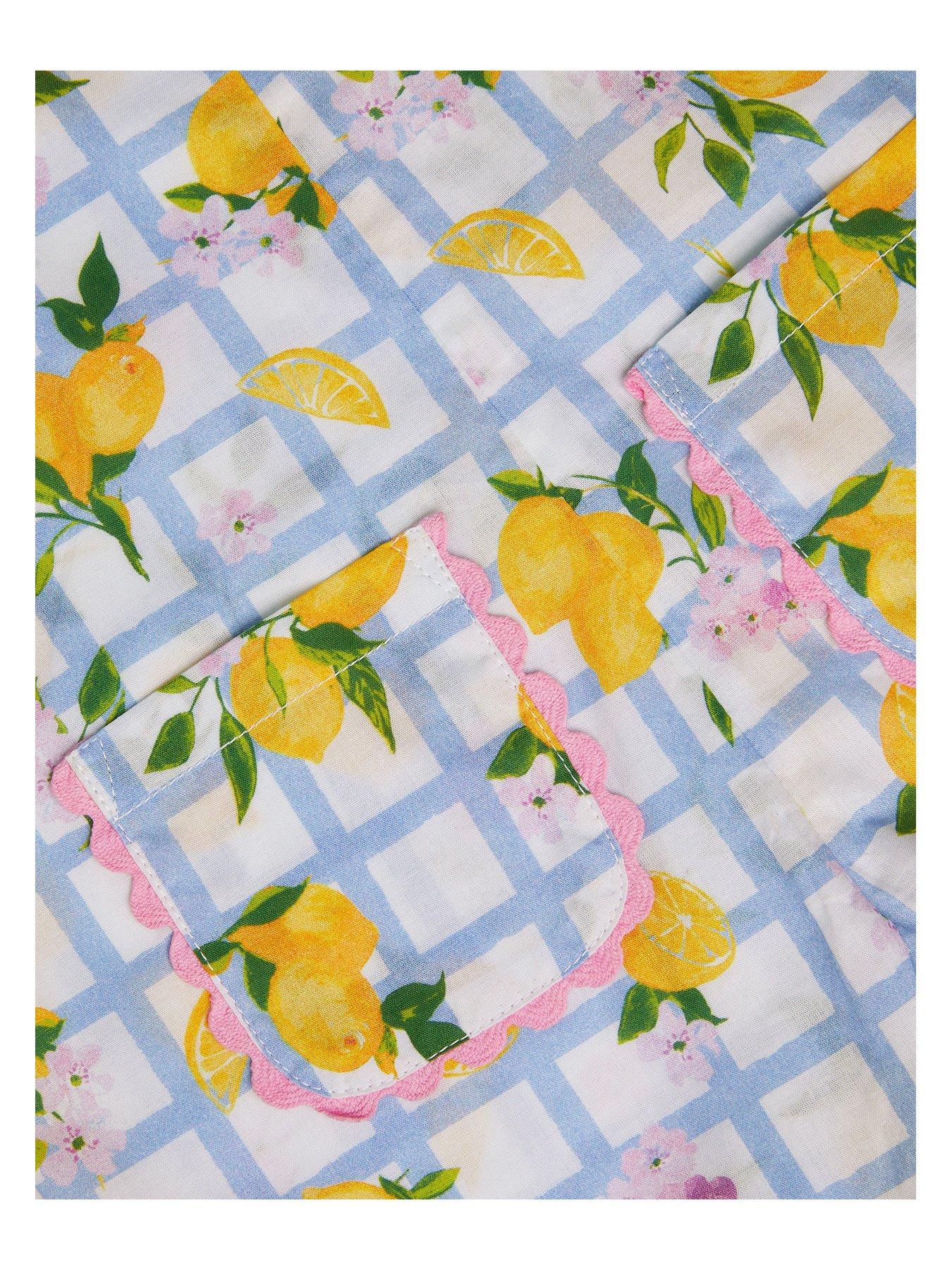 Image 3 of 3 of Monsoon Baby Girls Lemon Tile Print Romper - Blue
