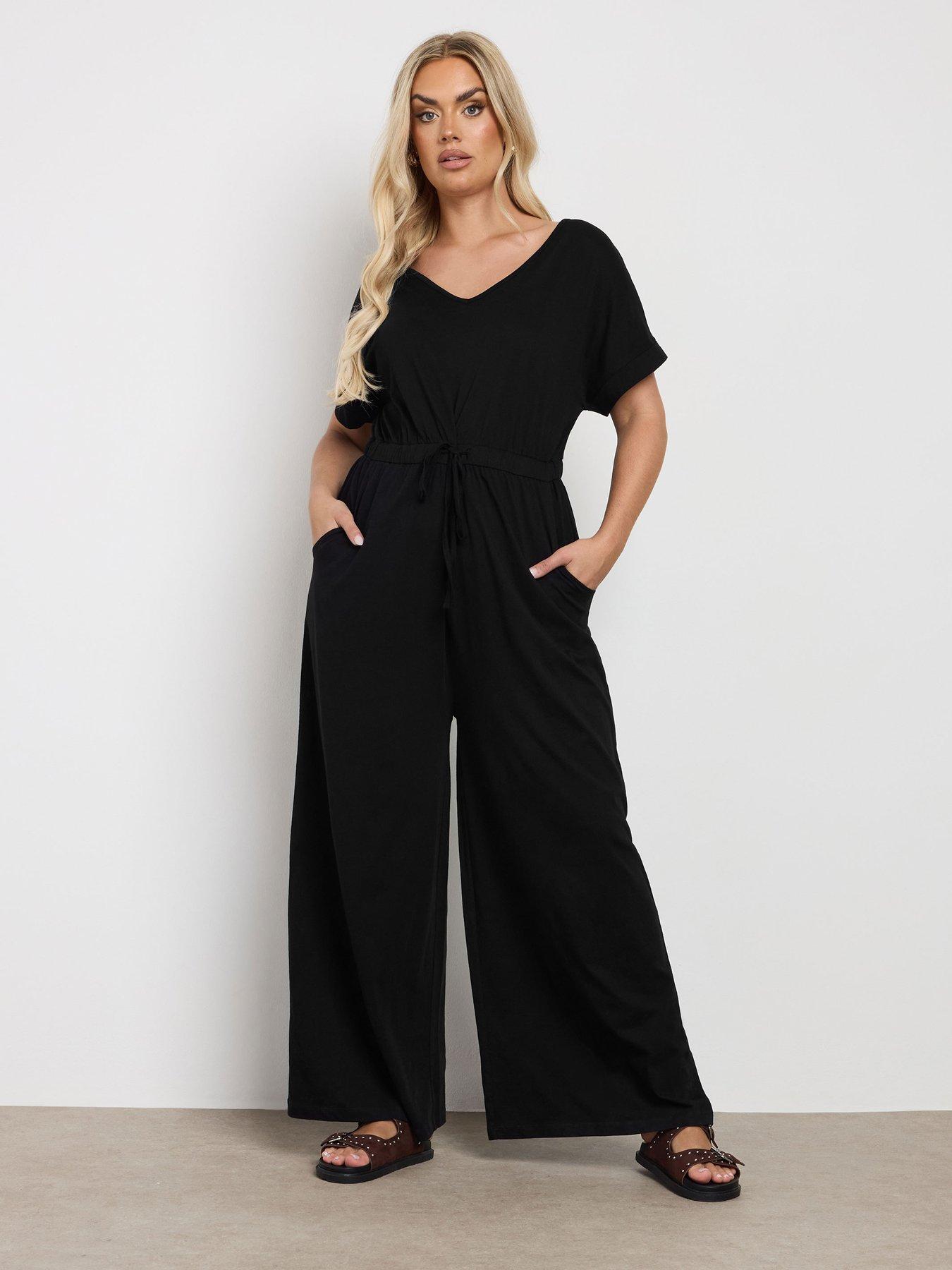 undefined Curve Tie Waist Jumpsuit - Black