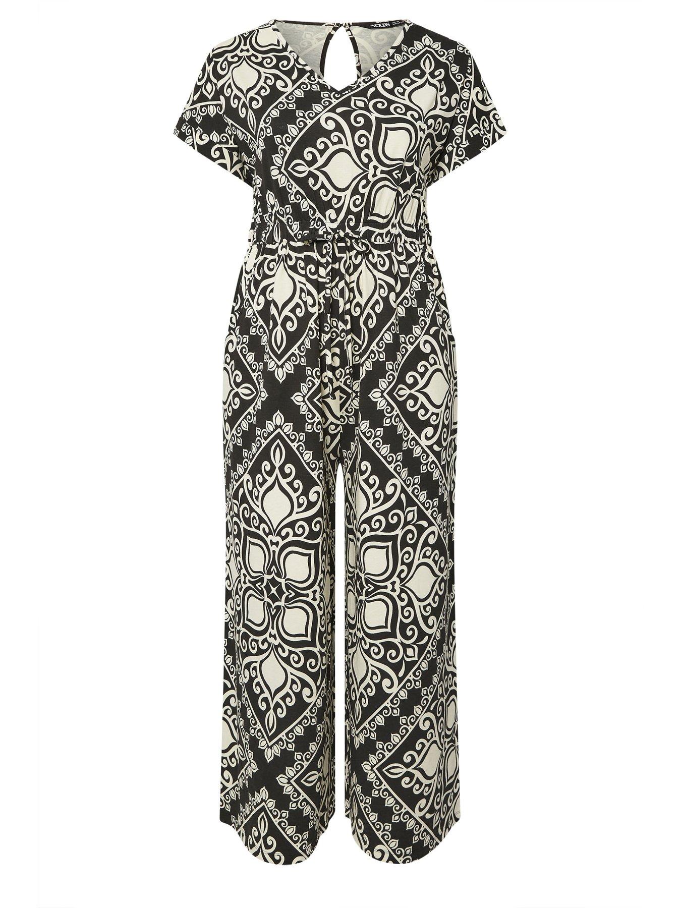 Image 5 of 5 of Yours Curve Tie Waist Jumpsuit - Black