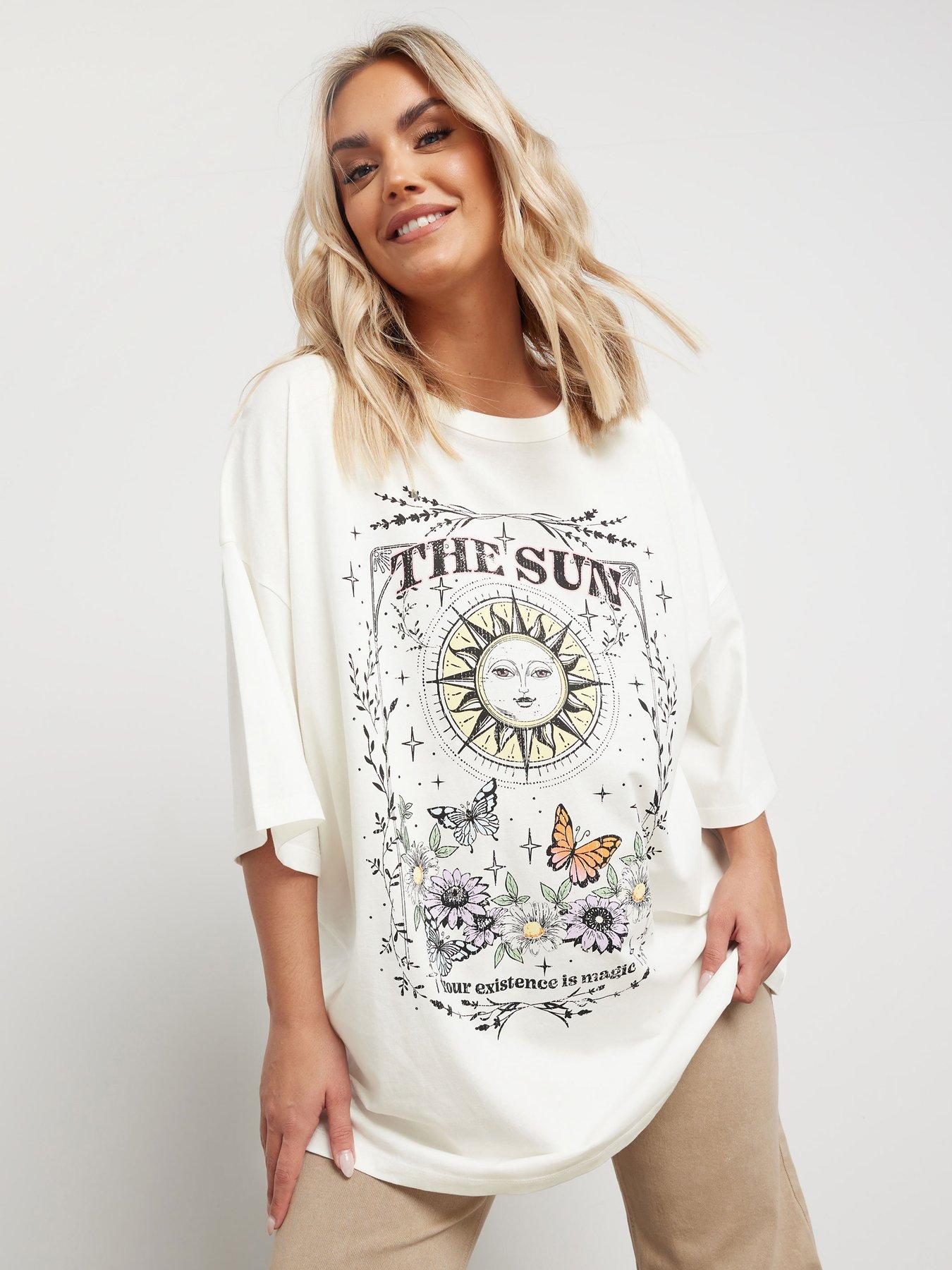 undefined Curve Placement Print Oversized Boxy T-Shirt