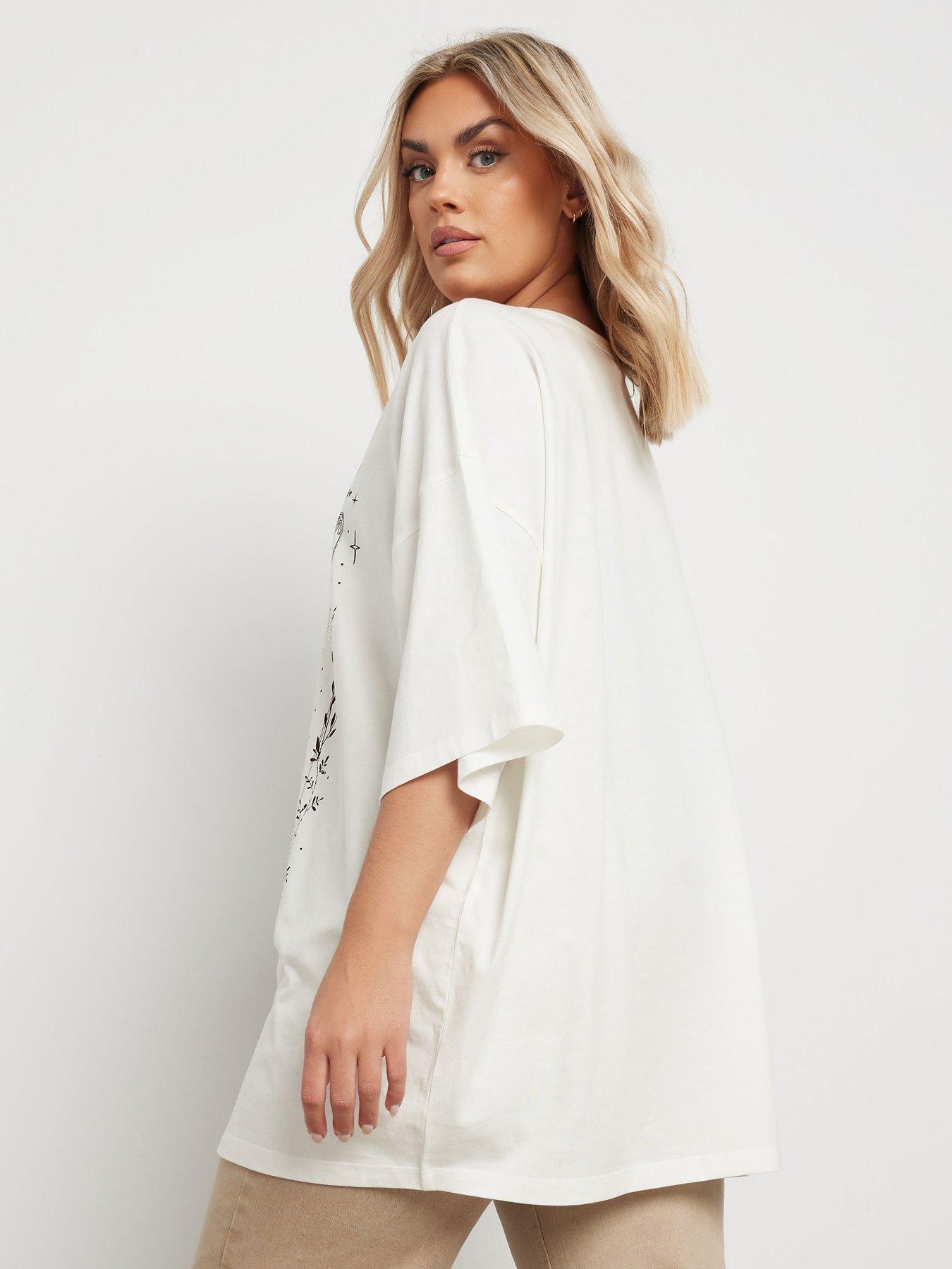 Image 2 of 4 of Yours Curve Placement Print Oversized Boxy T-Shirt