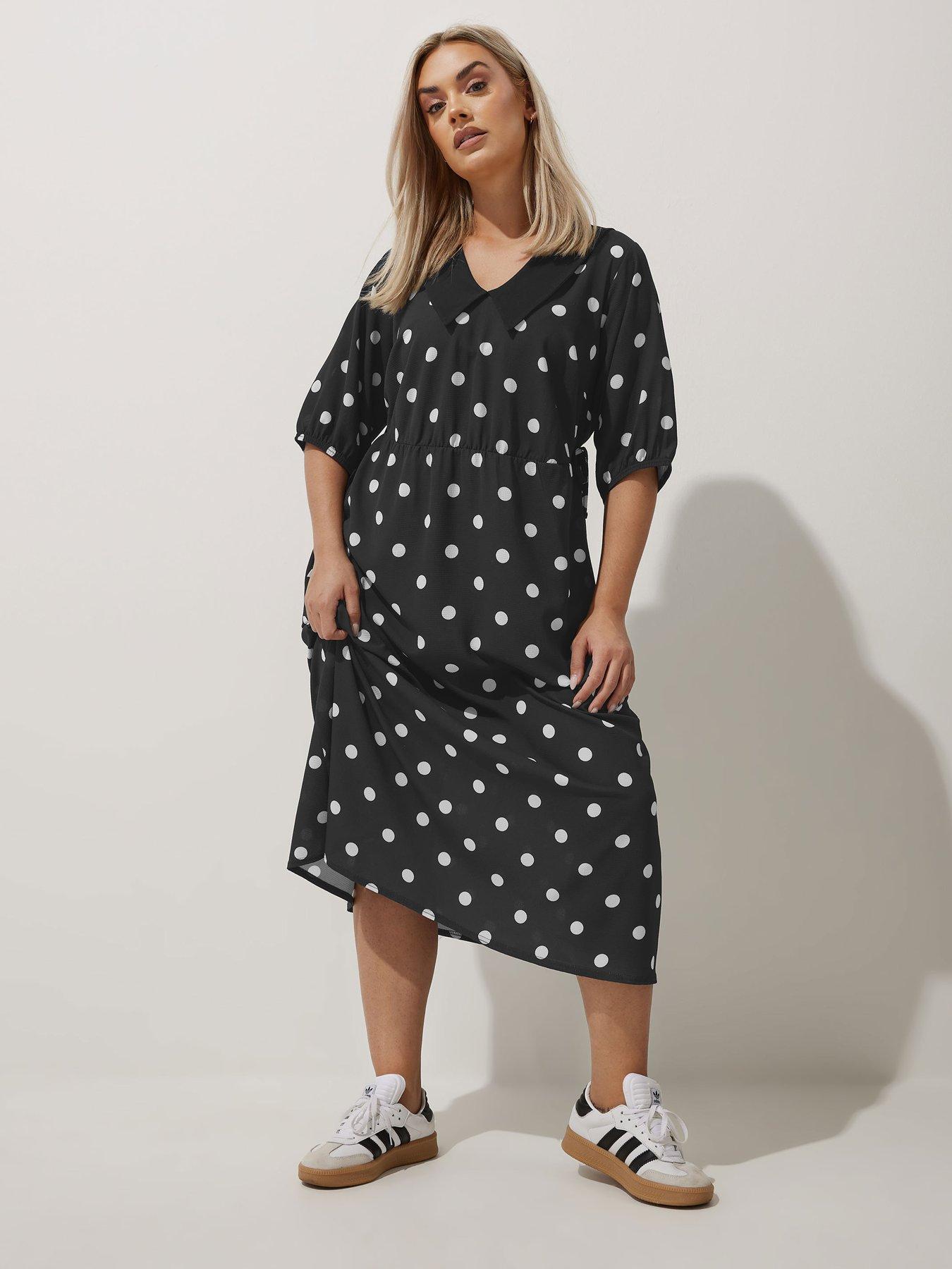 undefined Curve Polka Dot Collar Dress