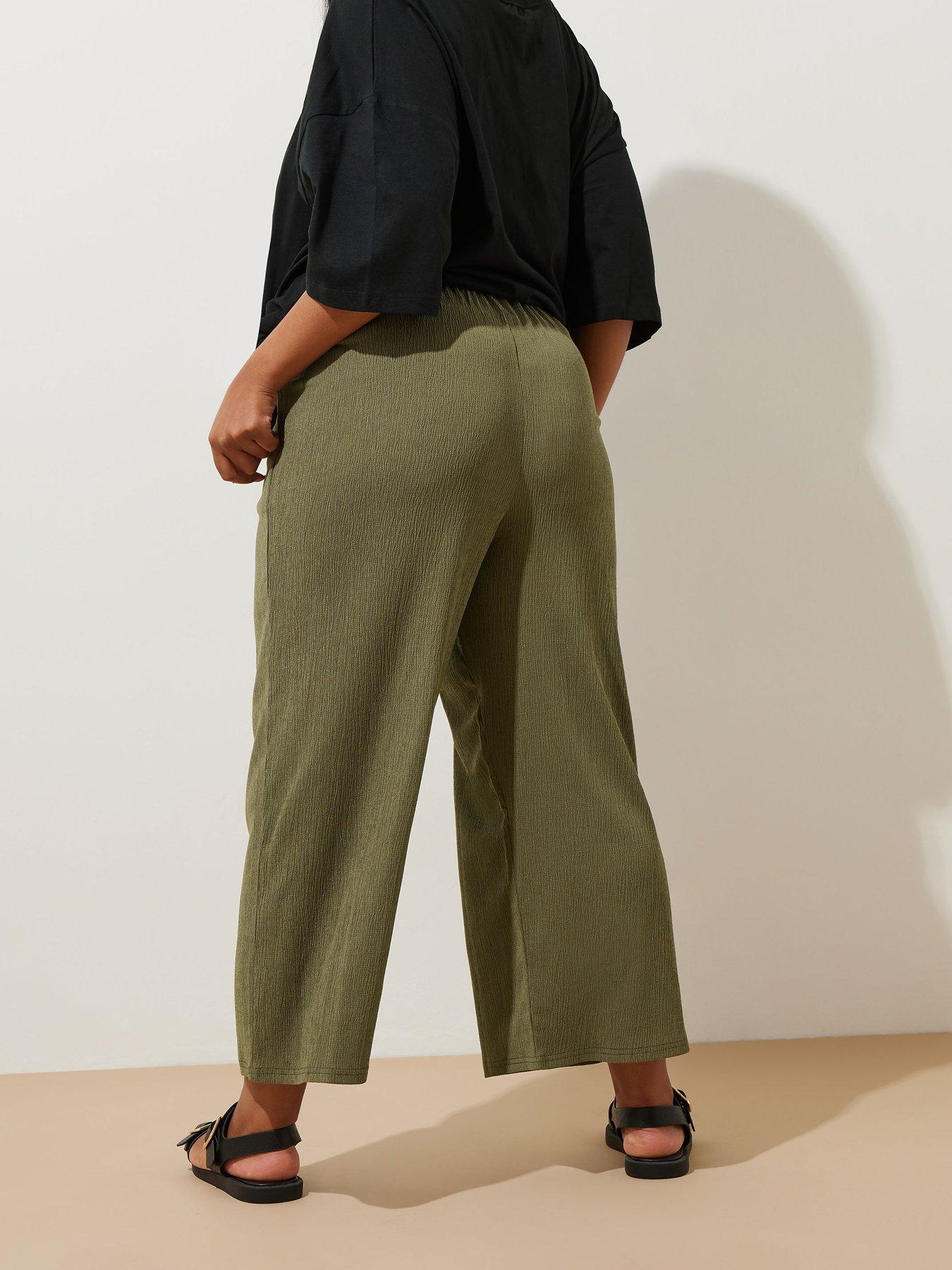 Image 2 of 4 of Yours Curve Tie Waist Culotte - Green