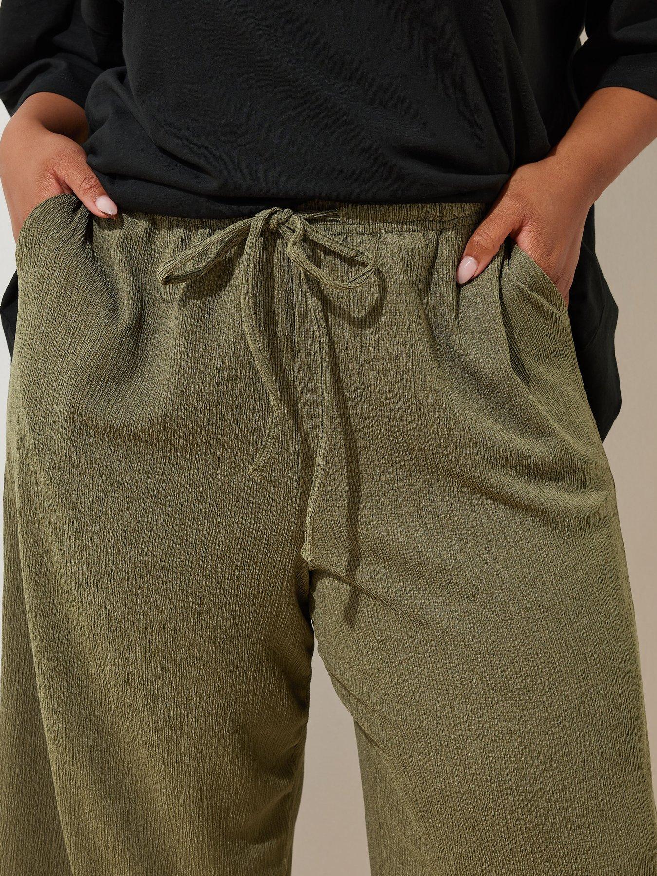 Image 4 of 4 of Yours Curve Tie Waist Culotte - Green