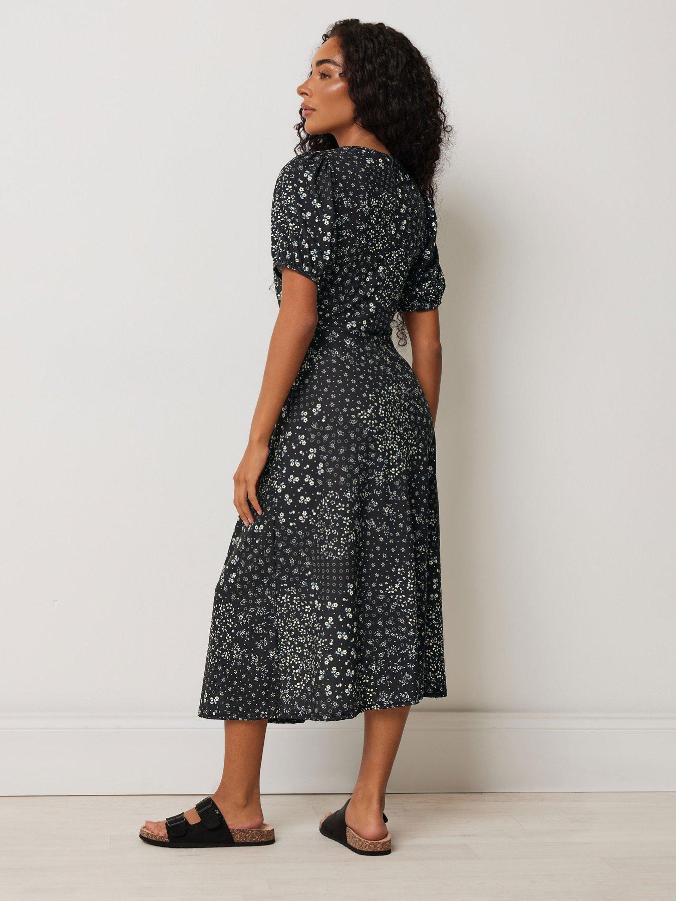 Image 2 of 4 of M&Co Petite Petite Floral V Neck Midi Dress