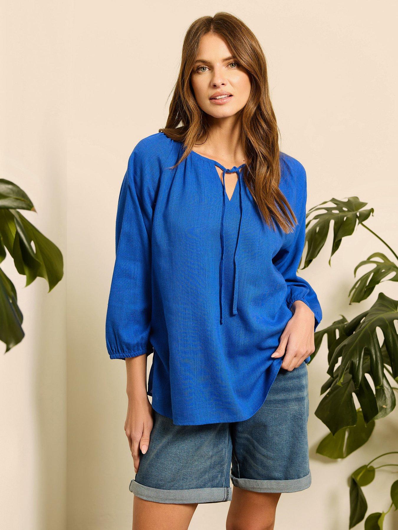 undefined Long Sleeve Tie Neck Top