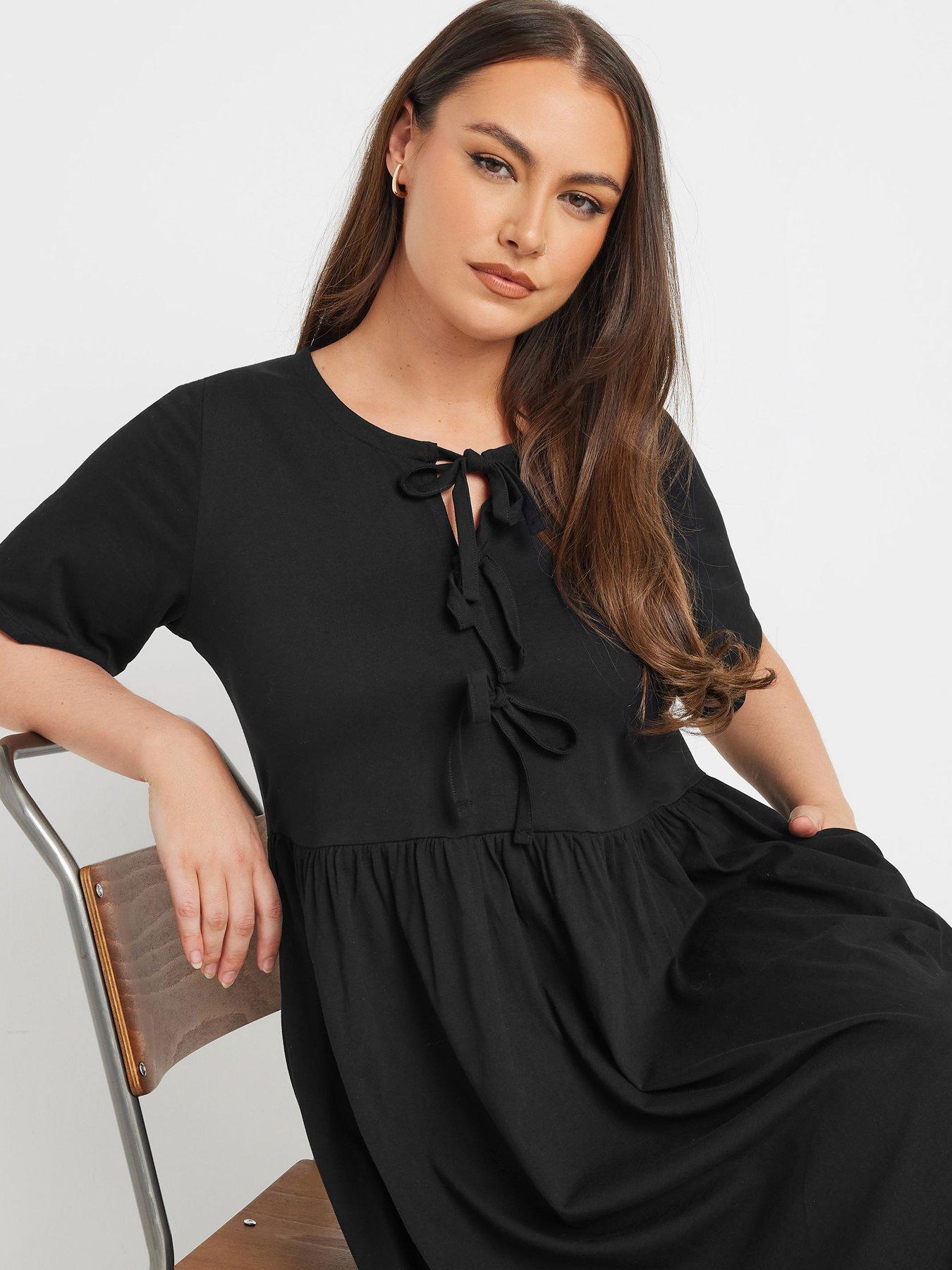 Image 4 of 4 of Yours Curve Bow Front Throw On Dress