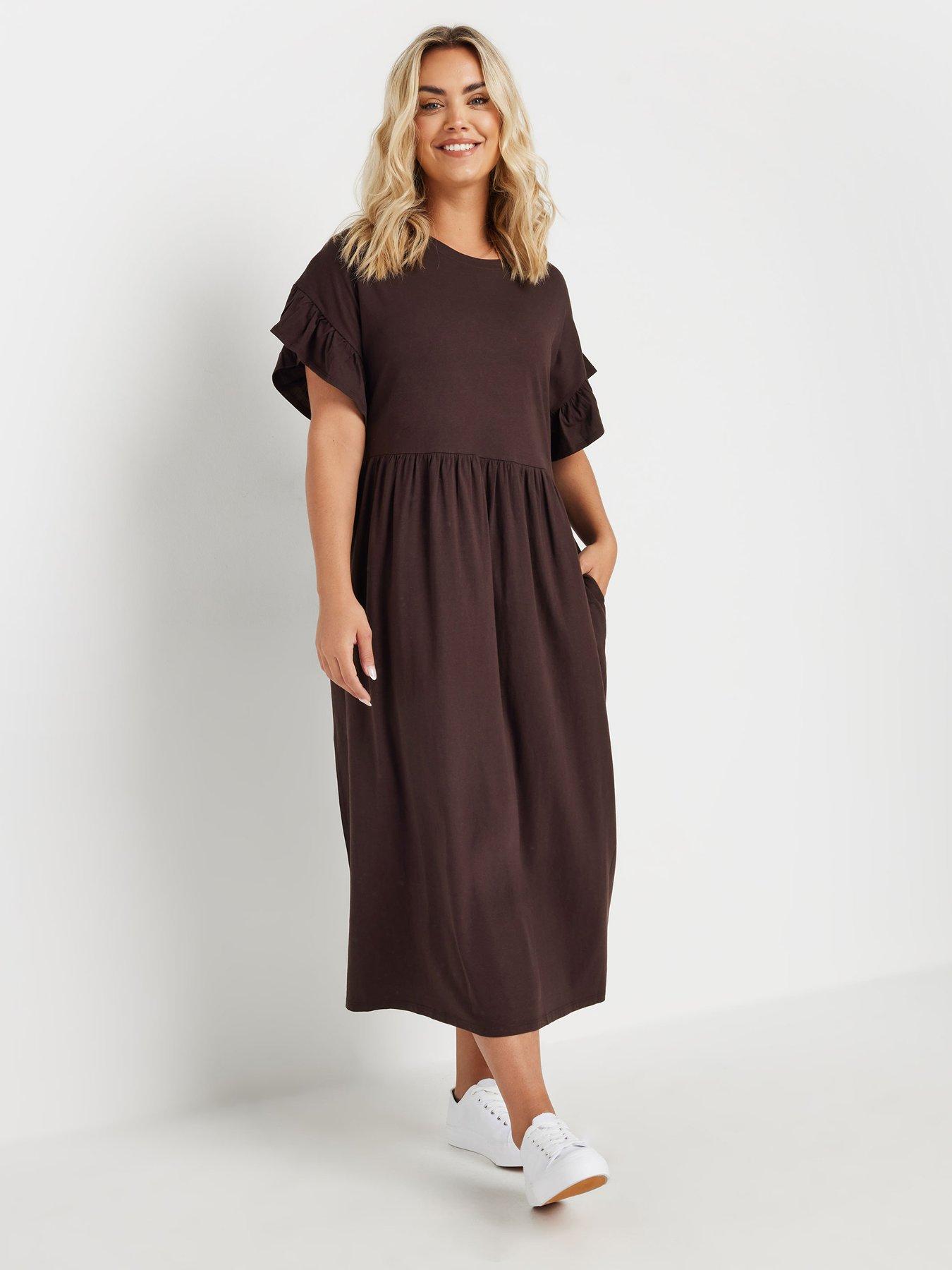 undefined Curve Frill Cotton Midaxi Dress