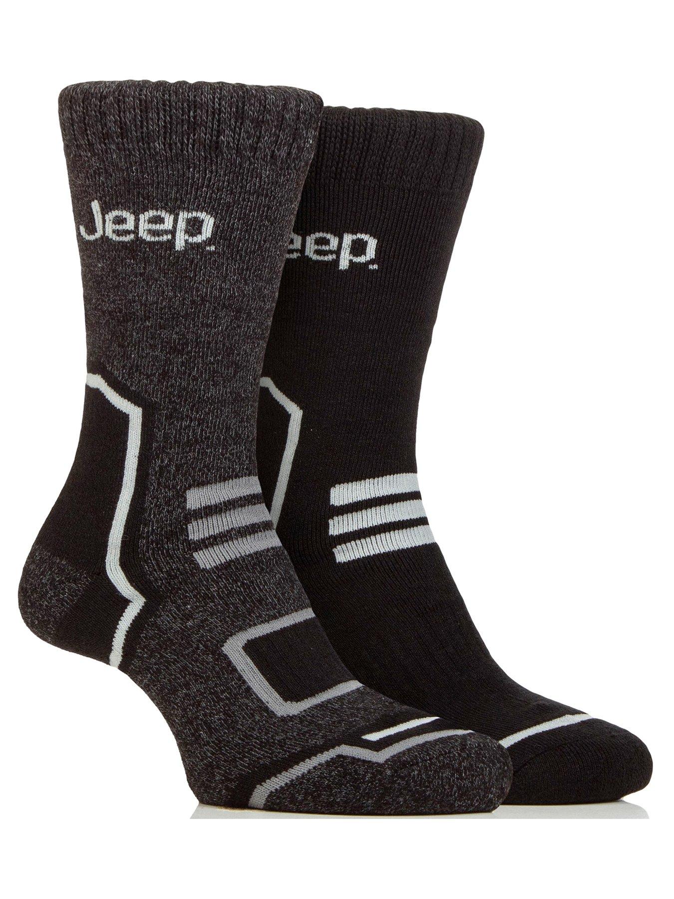Image of Sockshop Jeep Tech Thermal Boot Crew Socks 2 Pack - Black