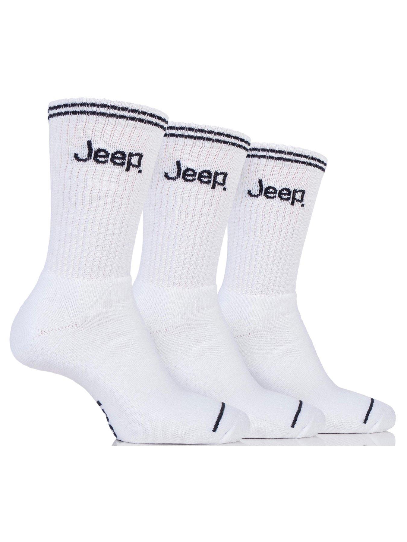 undefined Jeep Cushioned Crew Socks 3 Pack - White