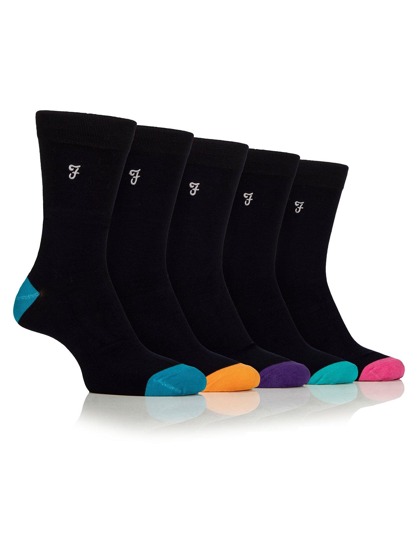 undefined Bamboo Contrast Crew Socks 5 Pack