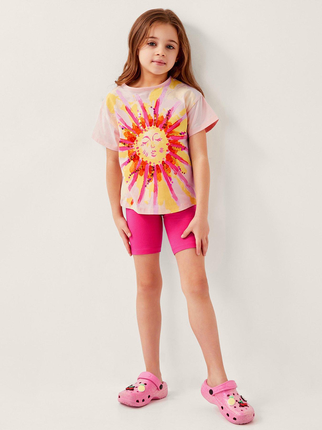 undefined Girls Sun Ray Top & Cycling Shorts - Pink