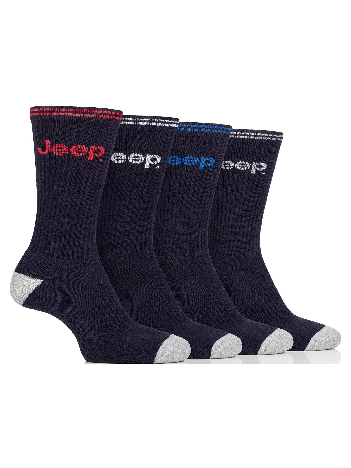 Image of Sockshop Jeep Cushioned Crew Socks 4 Pack - Navy