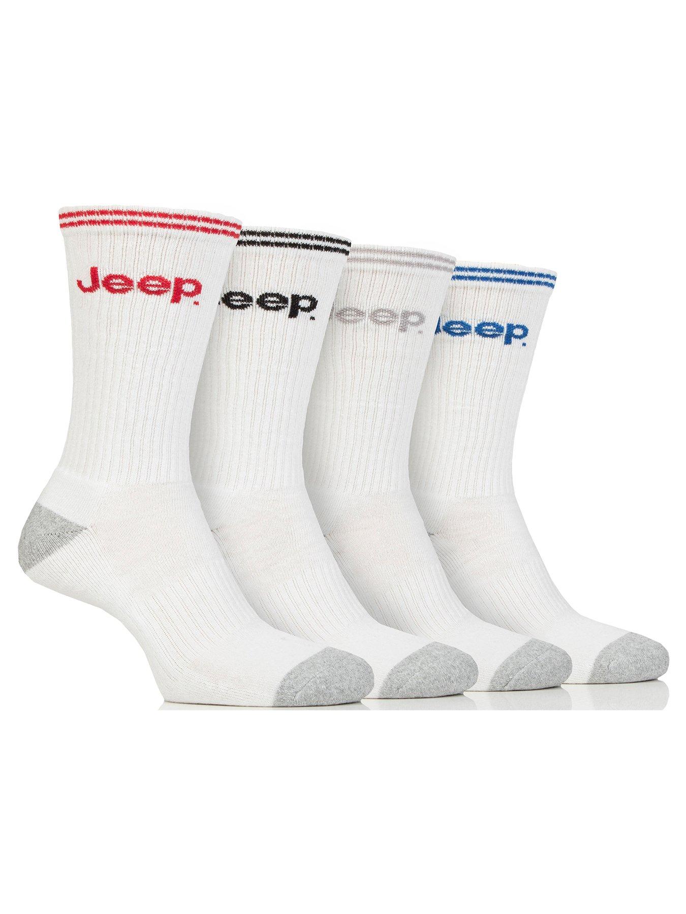 undefined Jeep Cushioned Crew Socks 4 Pack - White