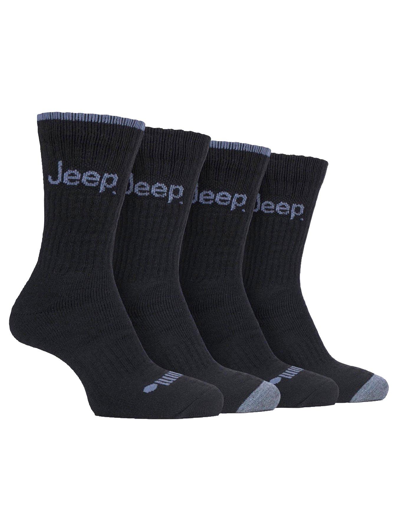 Jeep Performance Boot Crew Socks 4 Pack - Black
