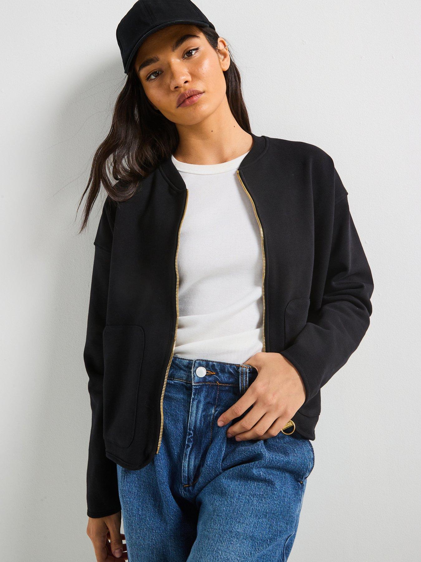 undefined Clara Sweat Bomber Jacket - Black