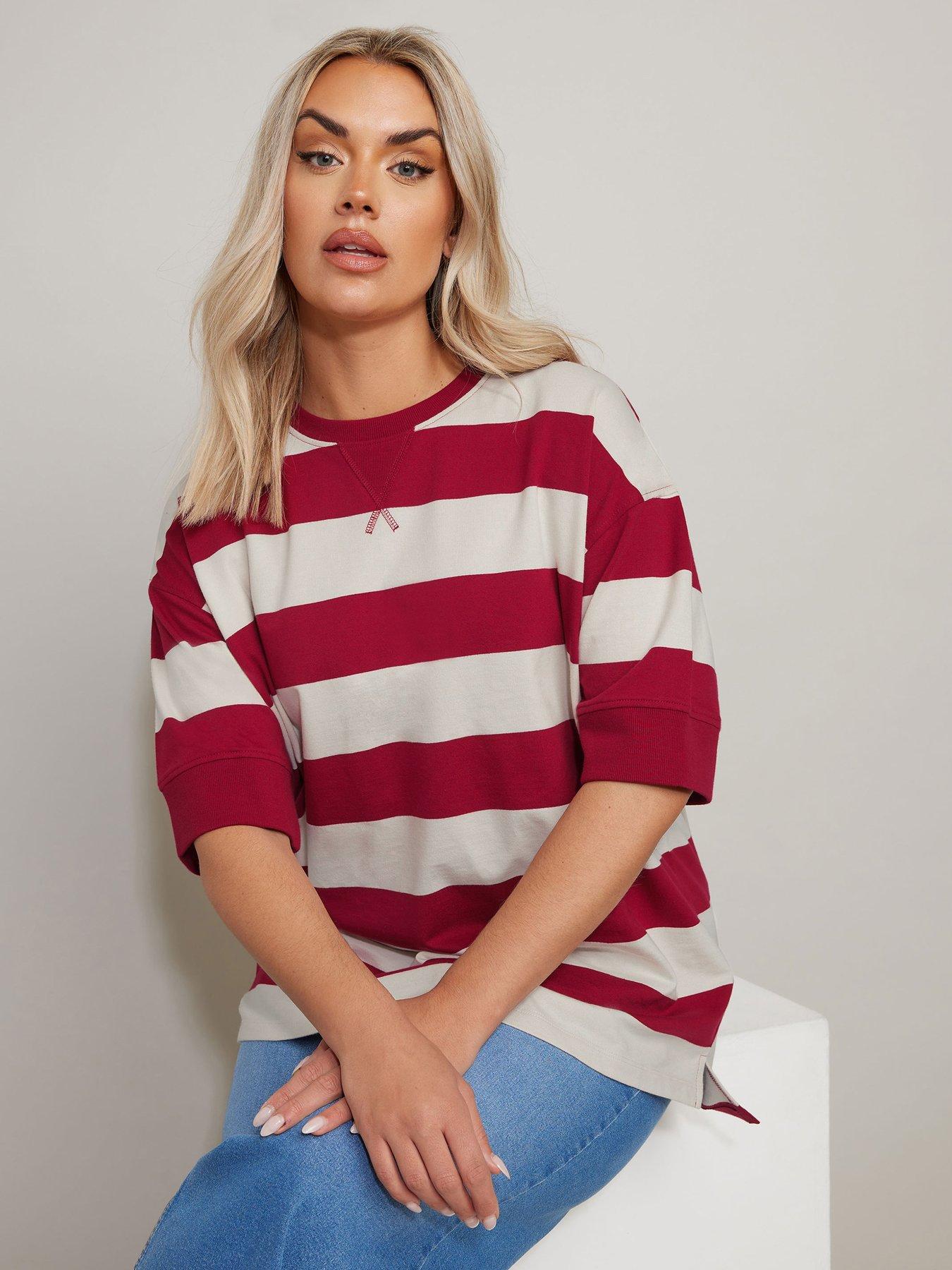 undefined Curve Rib Stripe Top - Red