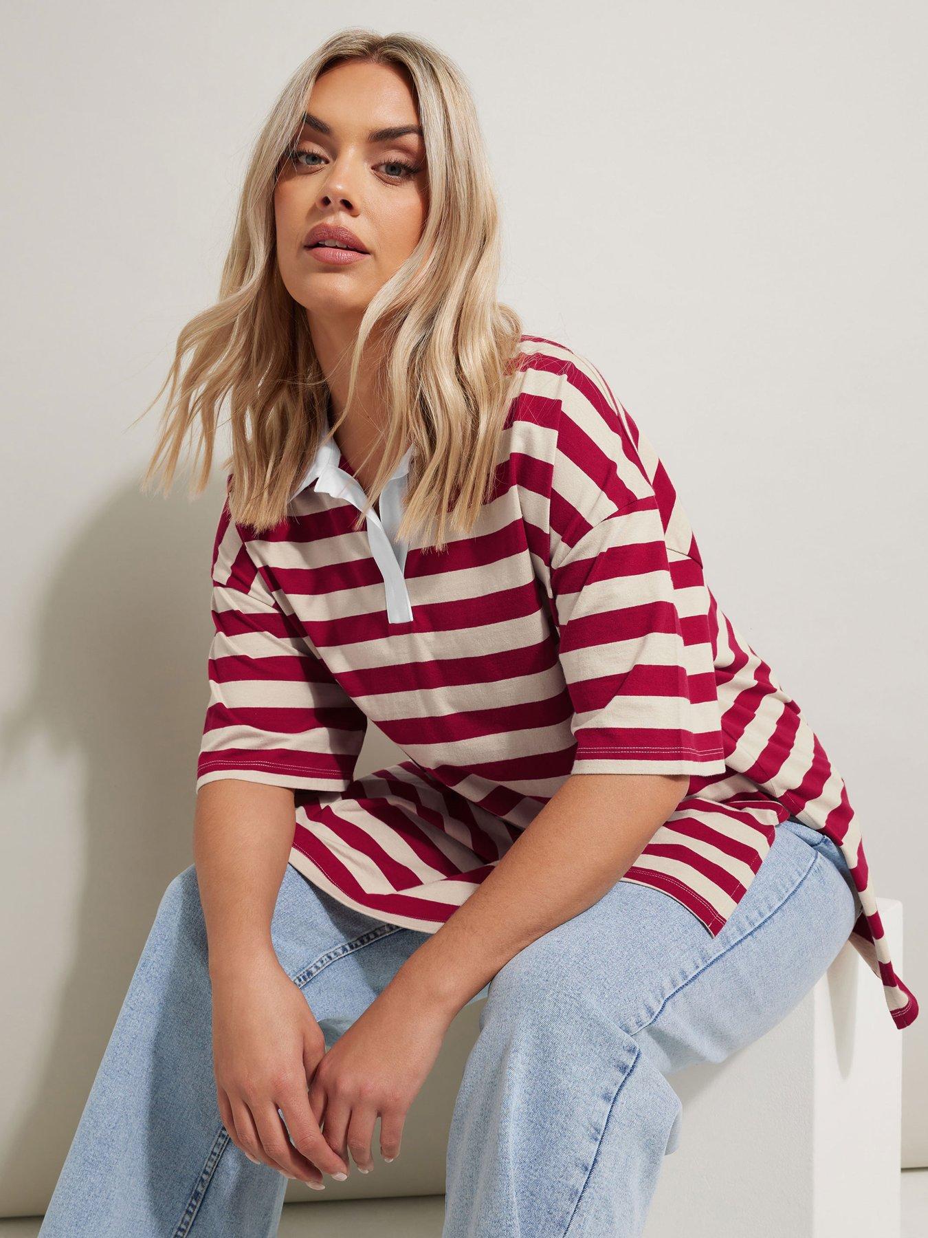 undefined Curve Rugby Collar Top - Red