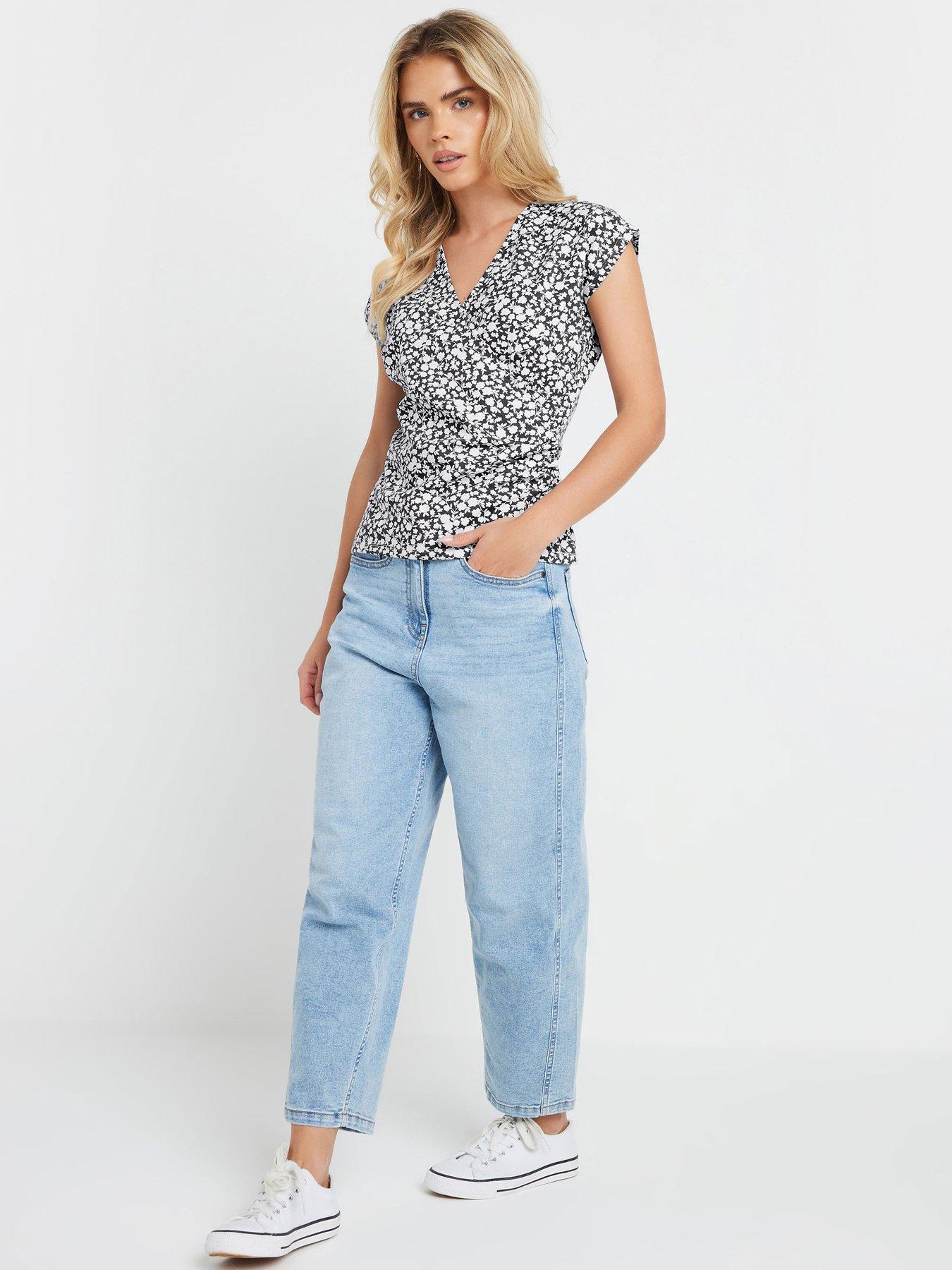 Image 3 of 4 of M&Co Petite Jersey Wrap Top - Blue