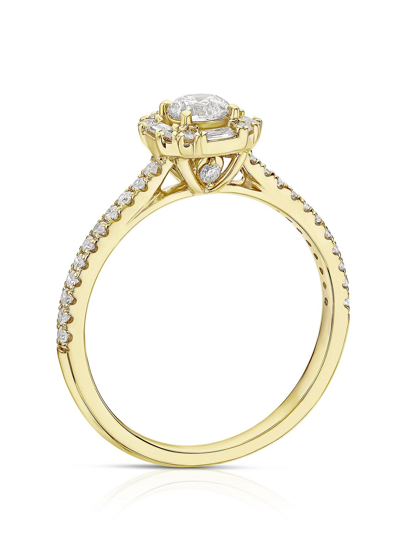 Image 2 of 5 of Ernest Jones 18ct Yellow Gold Engagement Ring. 0.50ct Diamond Cushion Shape Halo Ring