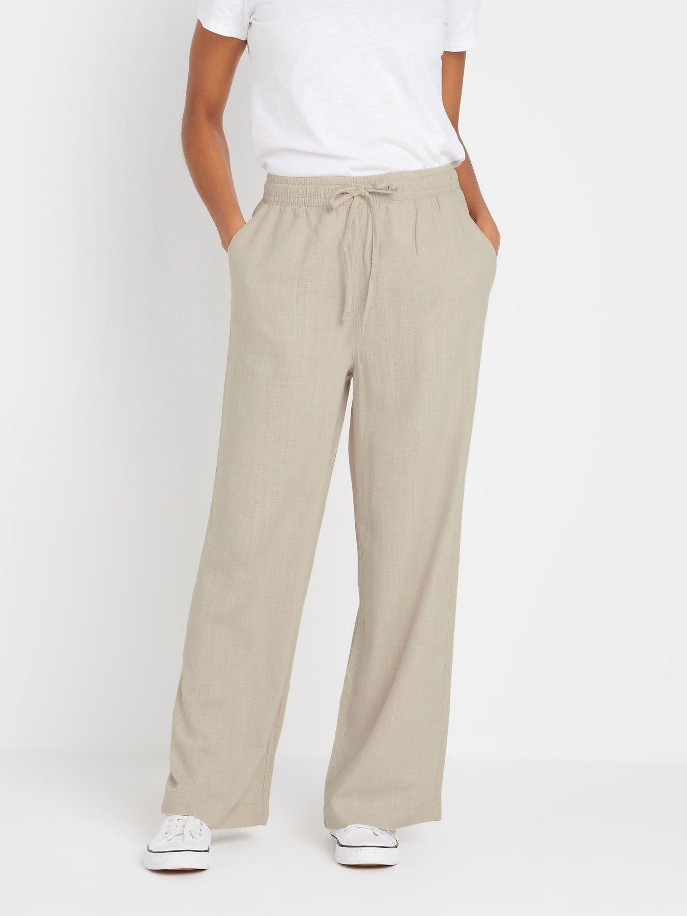undefined Petite Wide Leg Linen Trousers