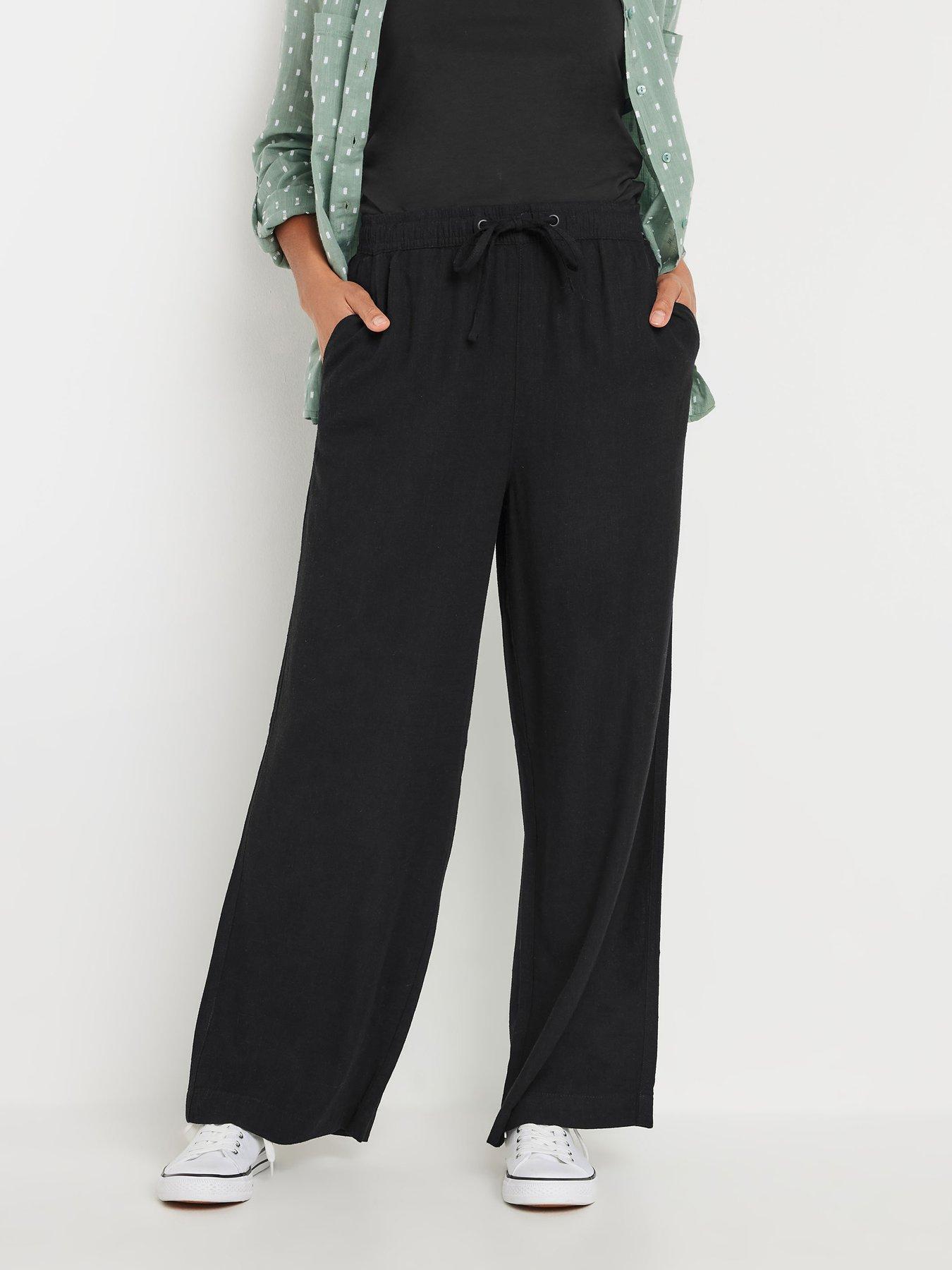 undefined Petite Wide Leg Linen Trousers