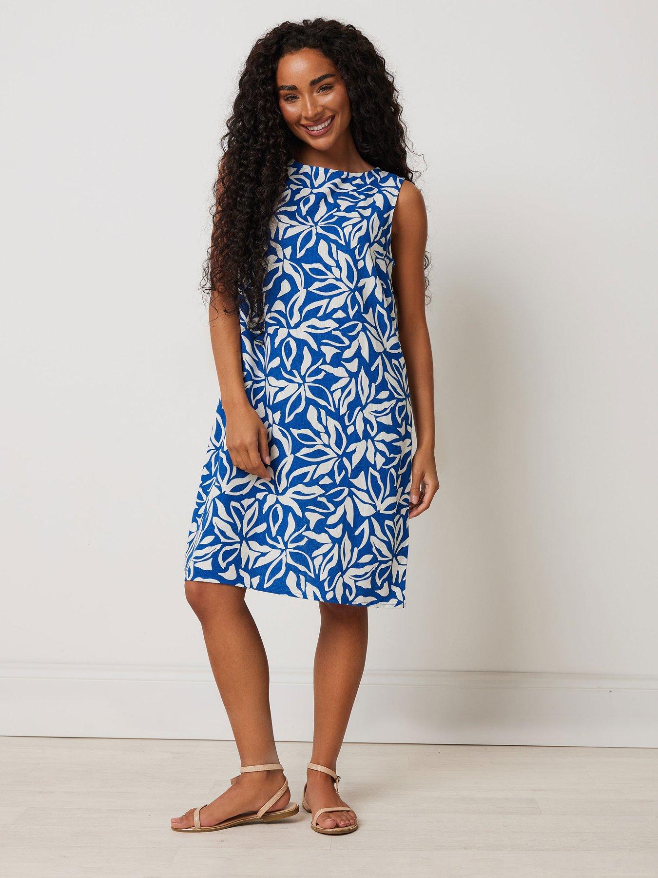 Image 1 of 4 of M&Co Petite Petite Abstract Print Shift Dress