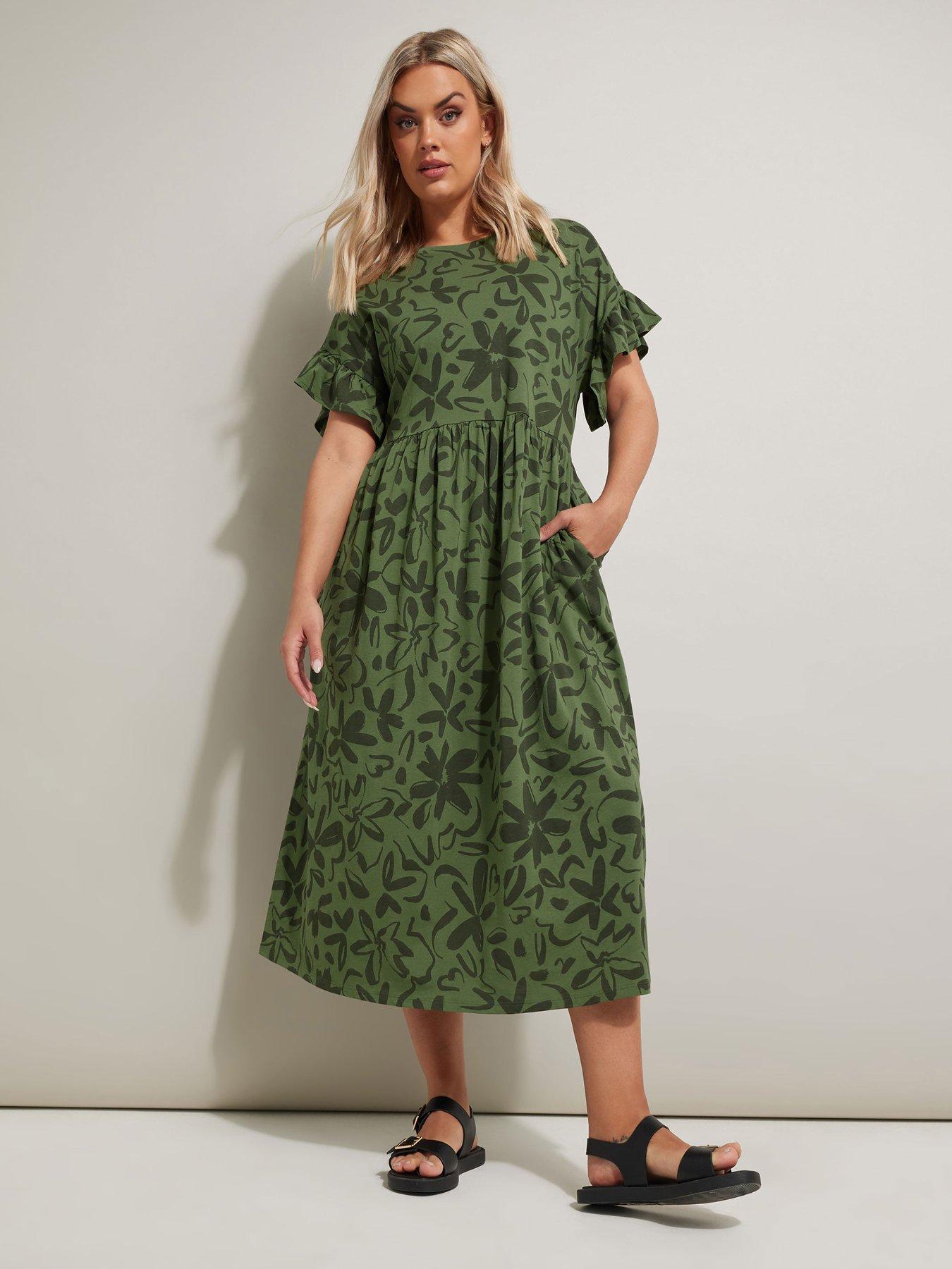 undefined Curve Frill Cotton Midaxi Dress
