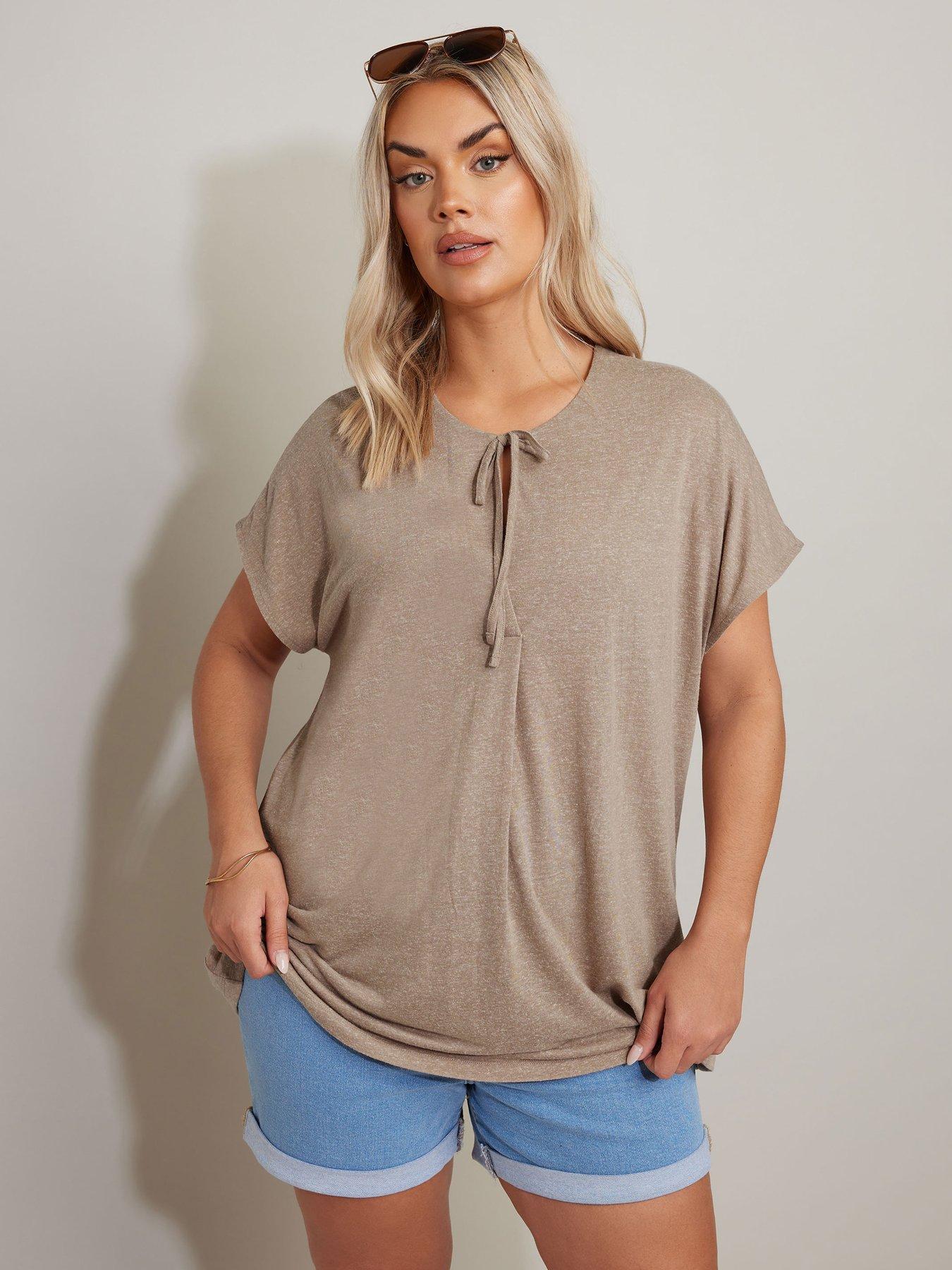 undefined Curve Tie Neck Grown On Sleeve Top