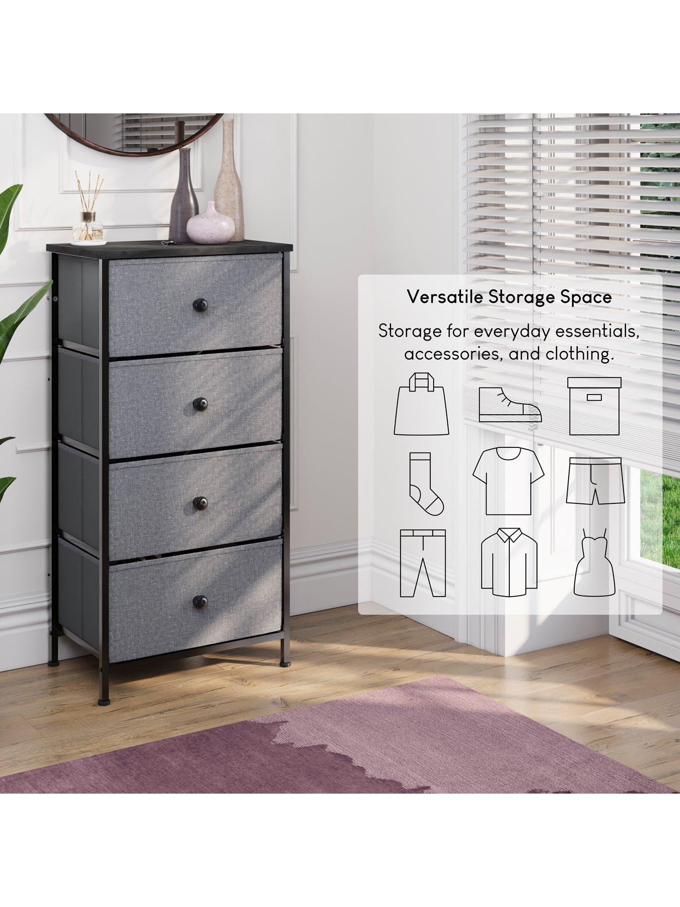 Vida Designs Chorley 4 Drawer Fabric Chest - Rustic Brown Storage Unit
