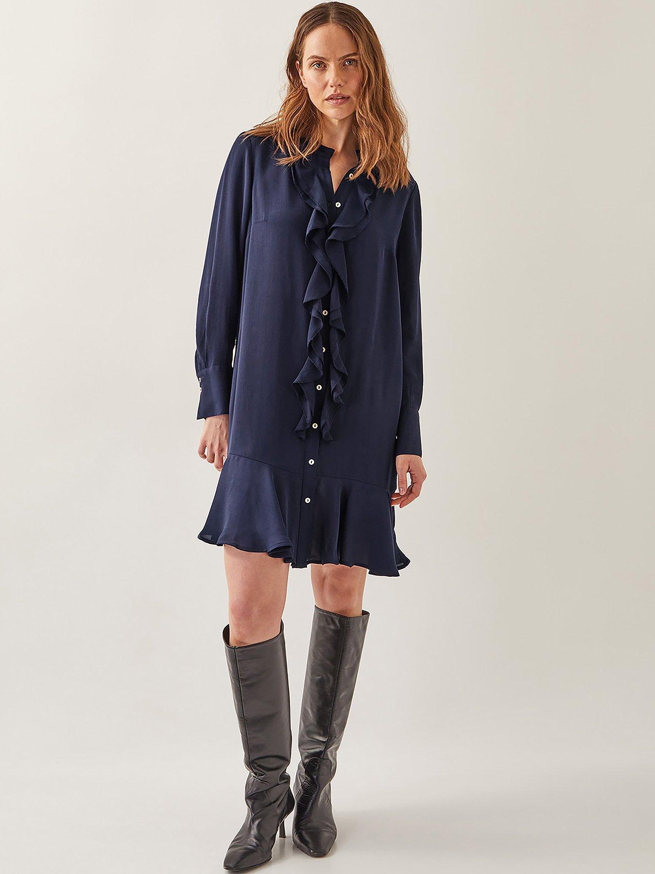undefined Lara Frill Dress - Navy