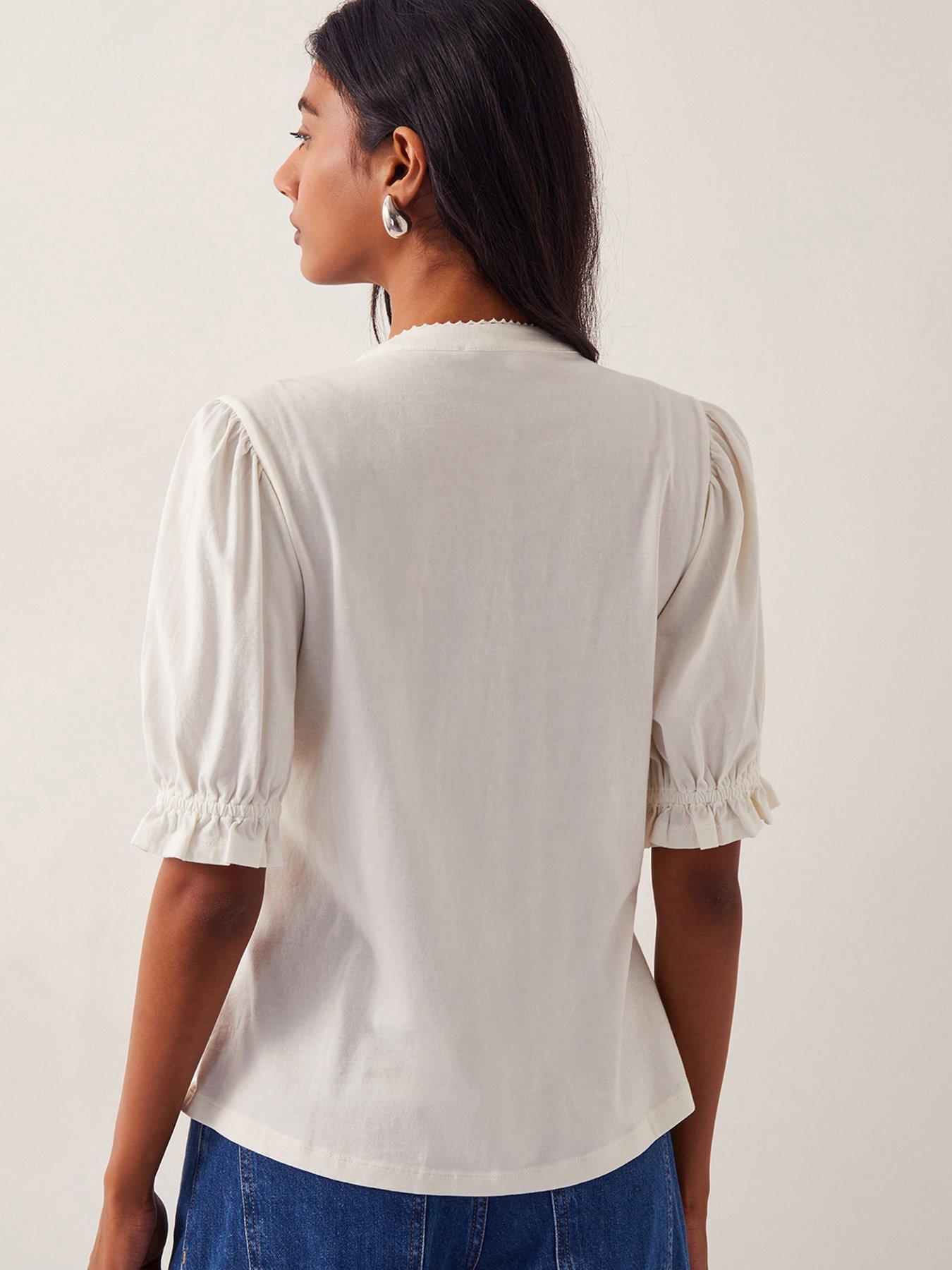 Image 2 of 5 of Monsoon Lia Lace Jersey Top - Ivory