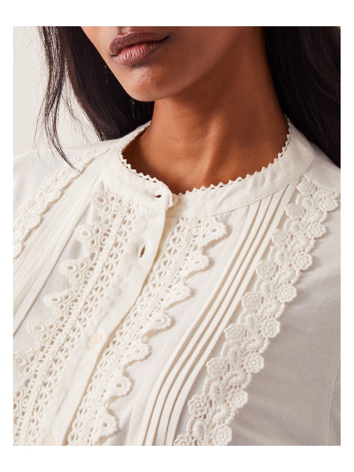 Image 4 of 5 of Monsoon Lia Lace Jersey Top - Ivory
