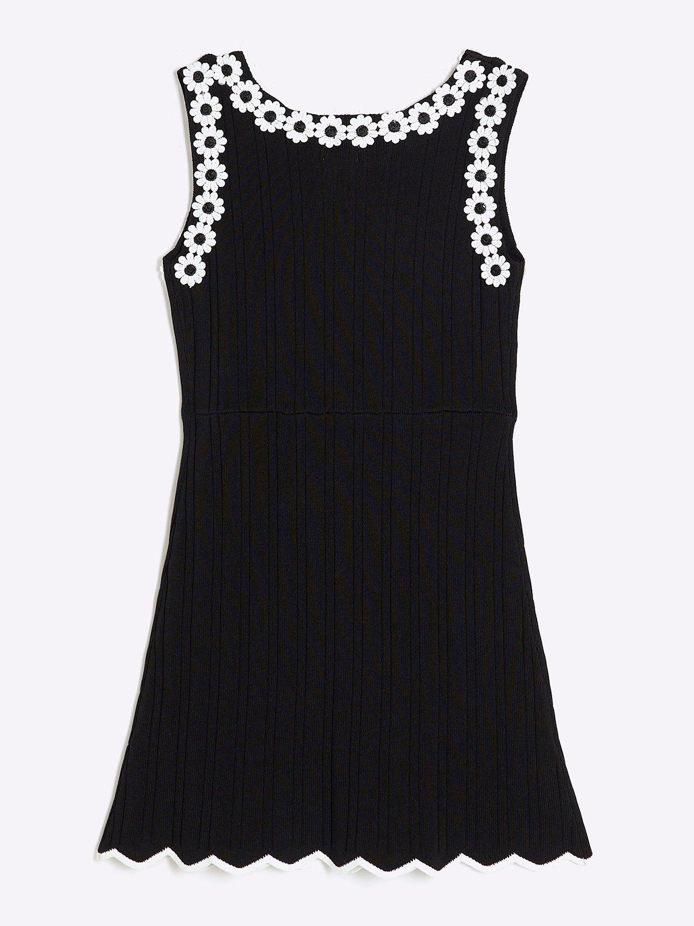 Image 3 of 5 of River Island Girls Floral Shift Dress - Black