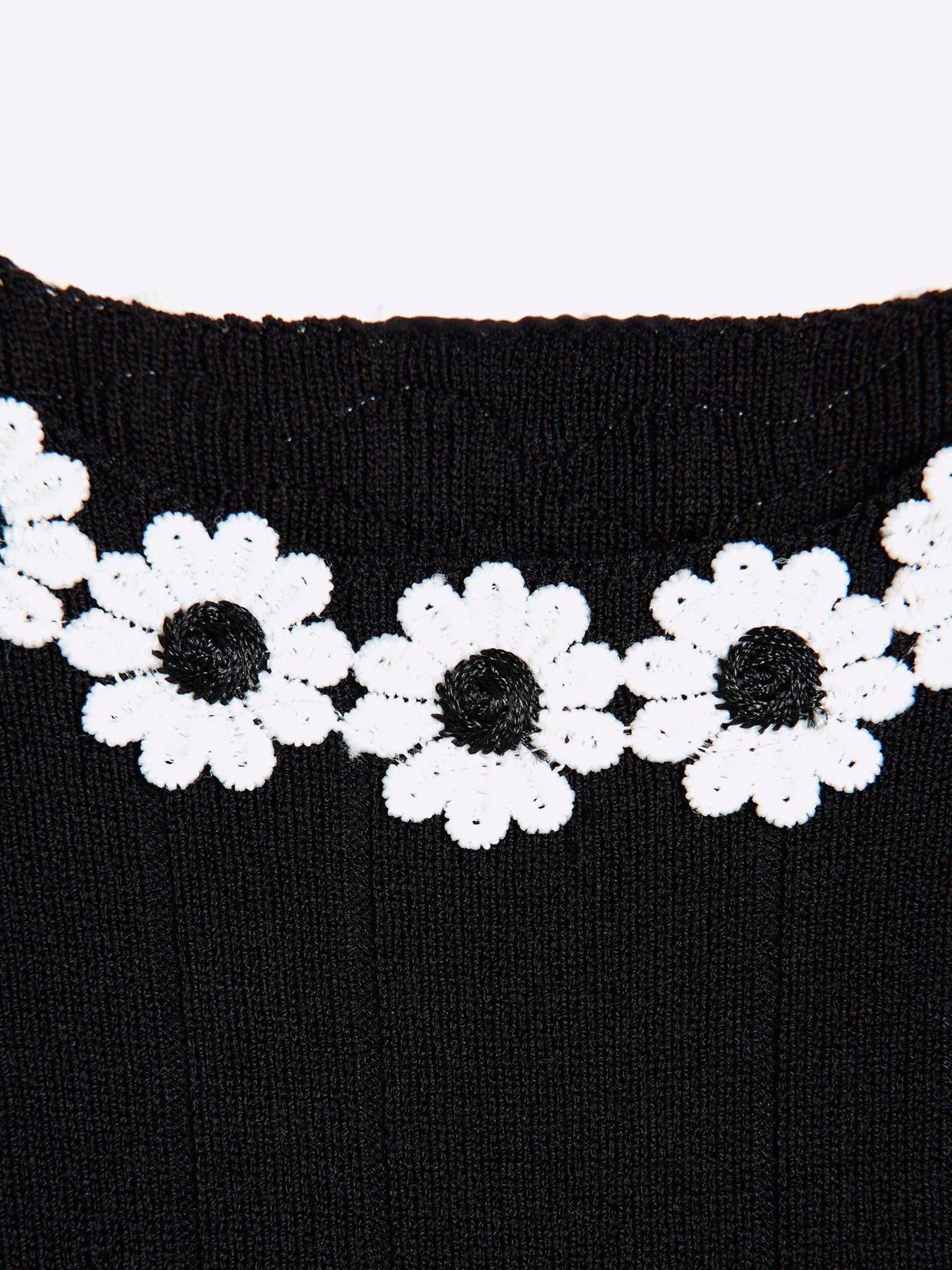 Image 4 of 5 of River Island Girls Floral Shift Dress - Black