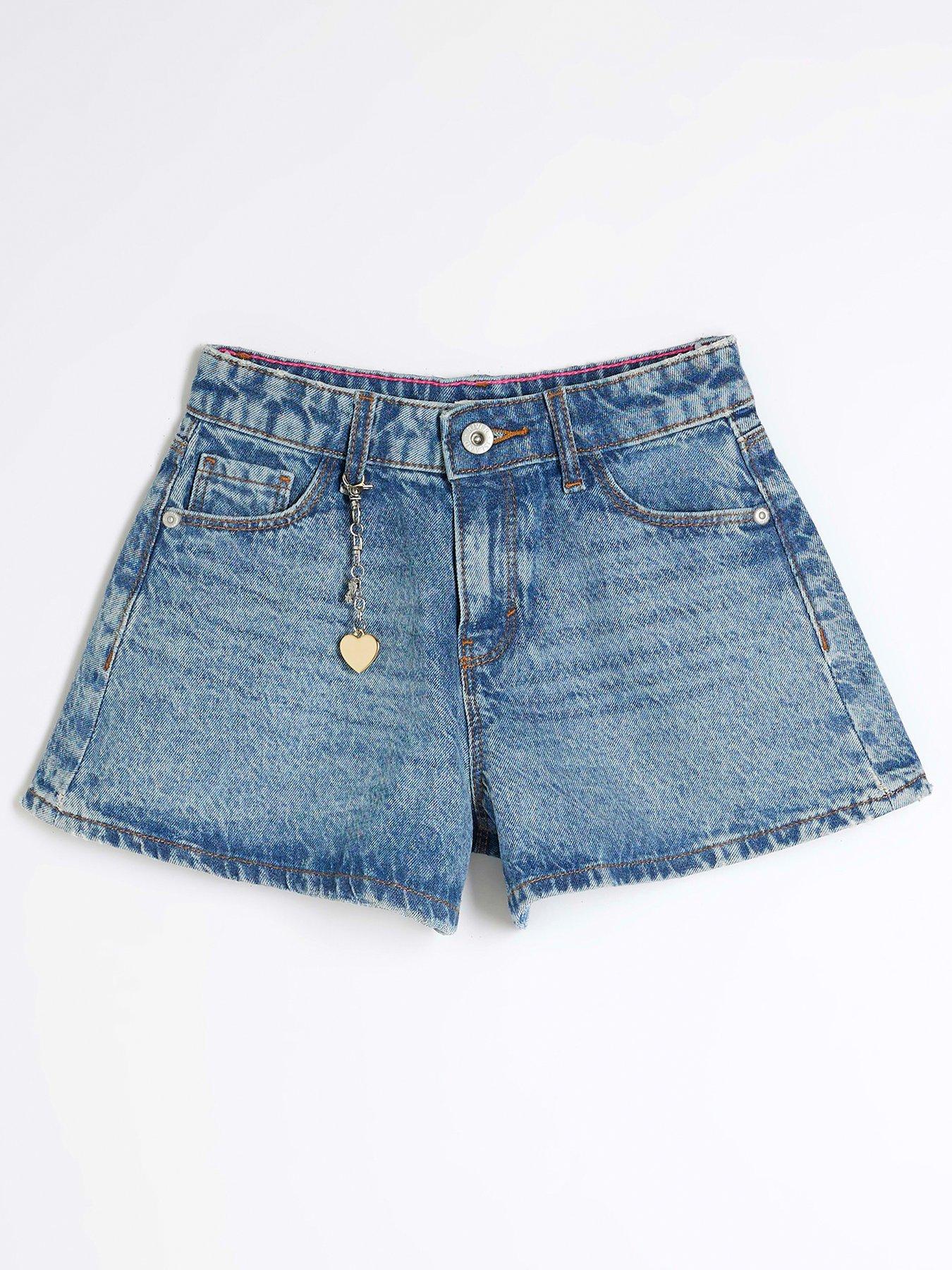 undefined Girls Denim Charm Short  - Mid Wash Denim