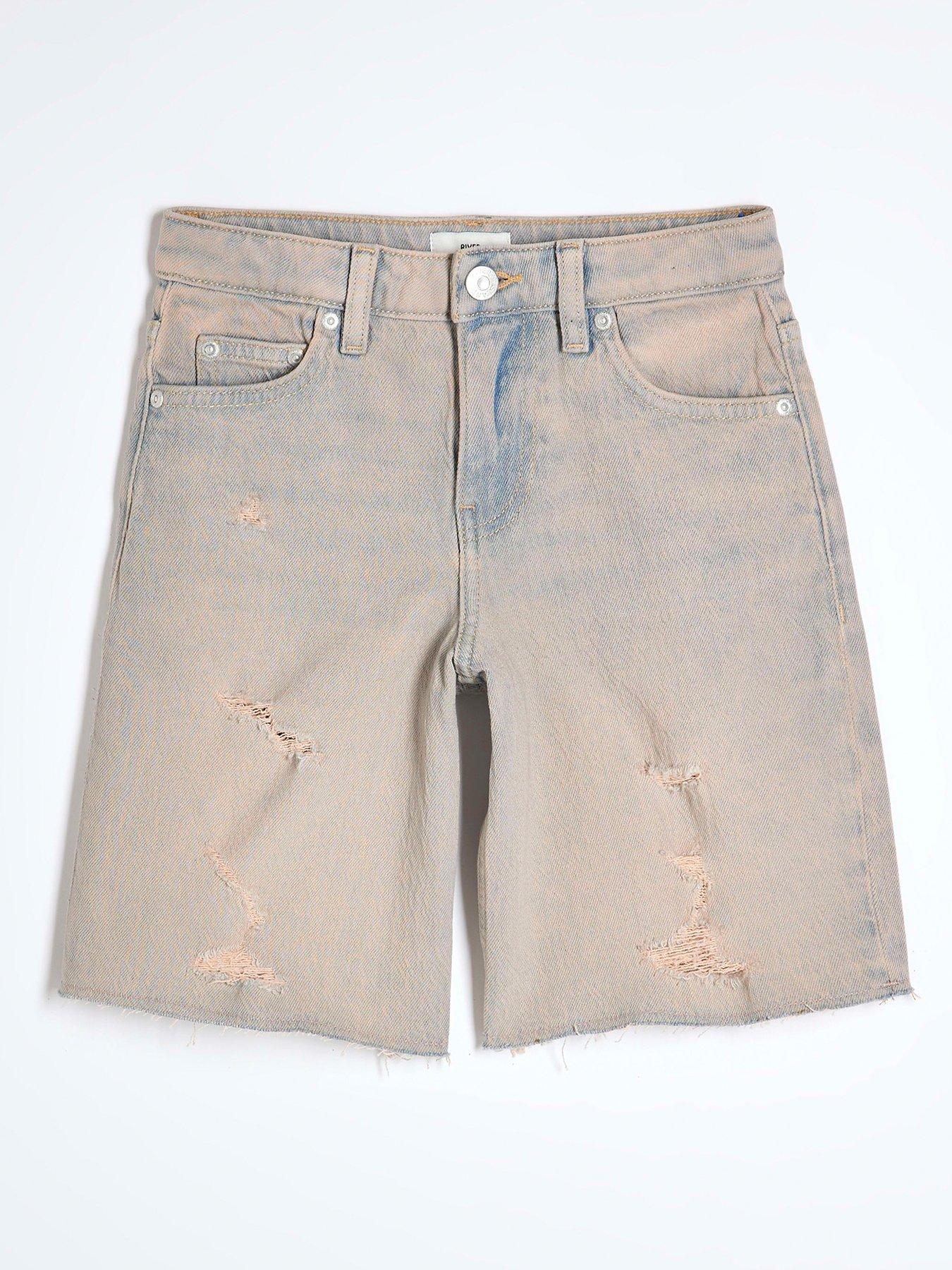 undefined Older Girl Denim Distressed Ripped Jorts - Blue