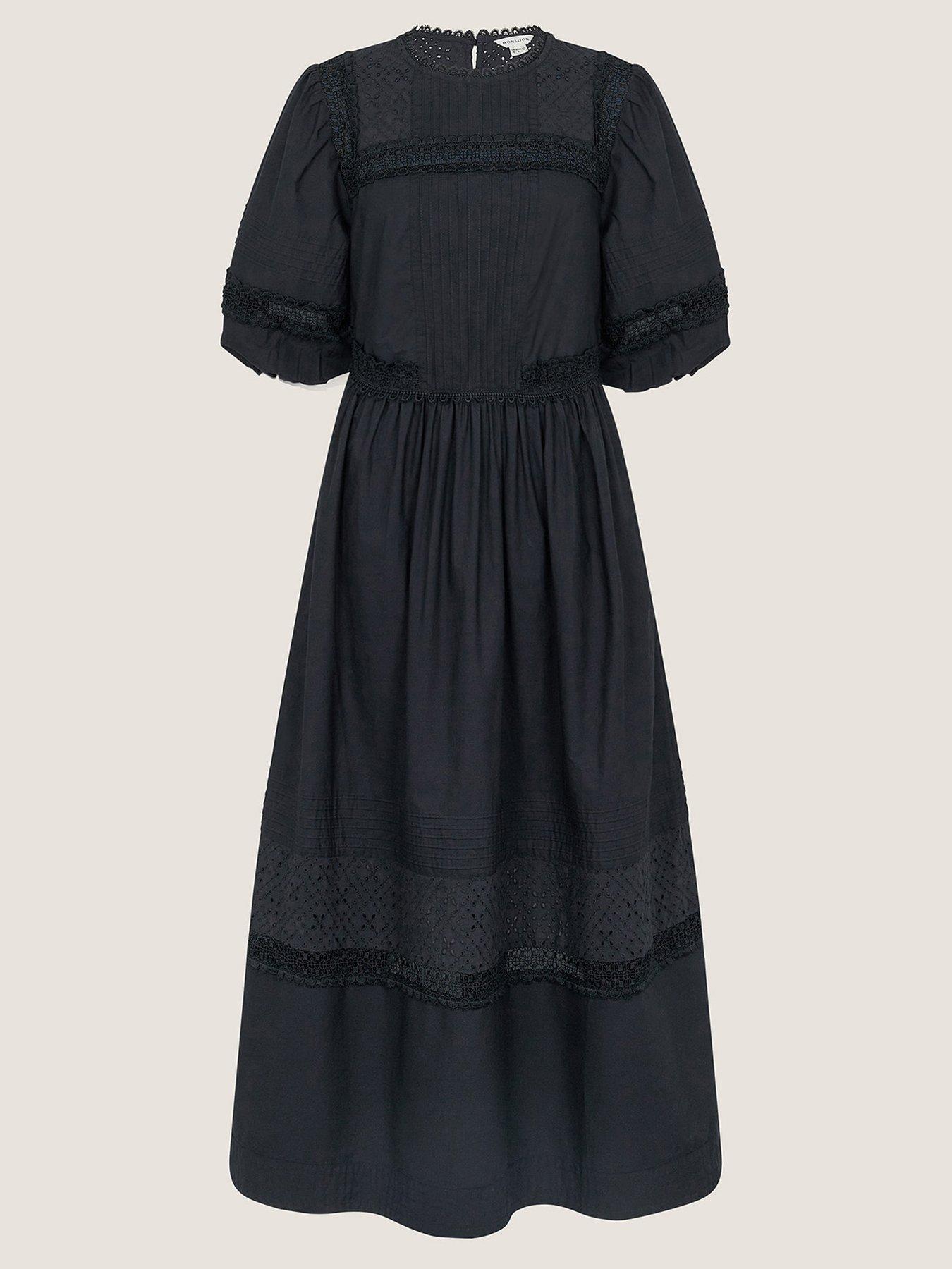 Monsoon Black Lace Dress Black Lace Short Sleeve Lace Overlay Dress Monsoon  Black Lace