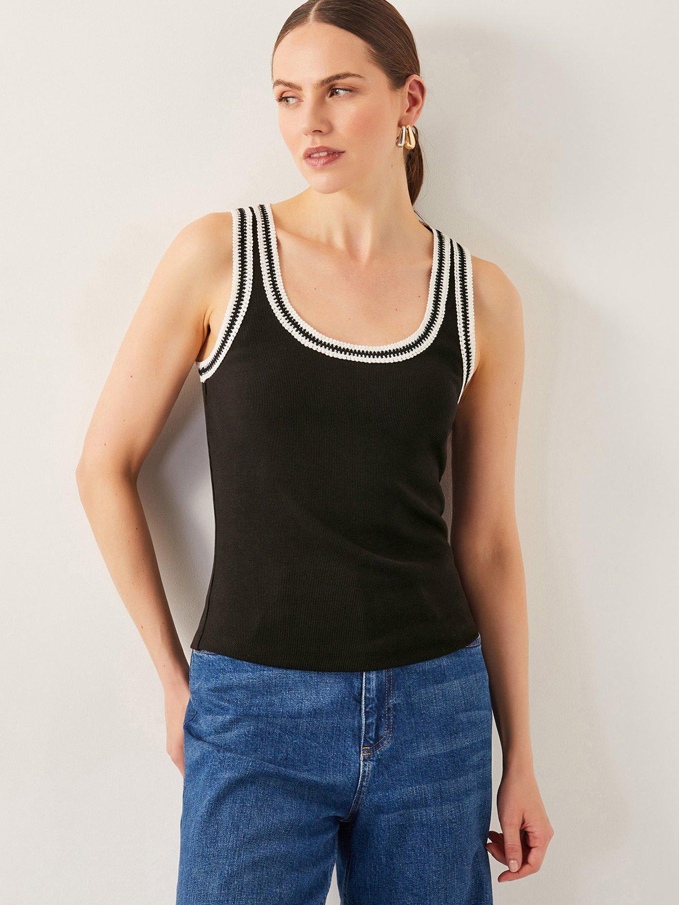 undefined Tate Trim Jersey Cami - Black