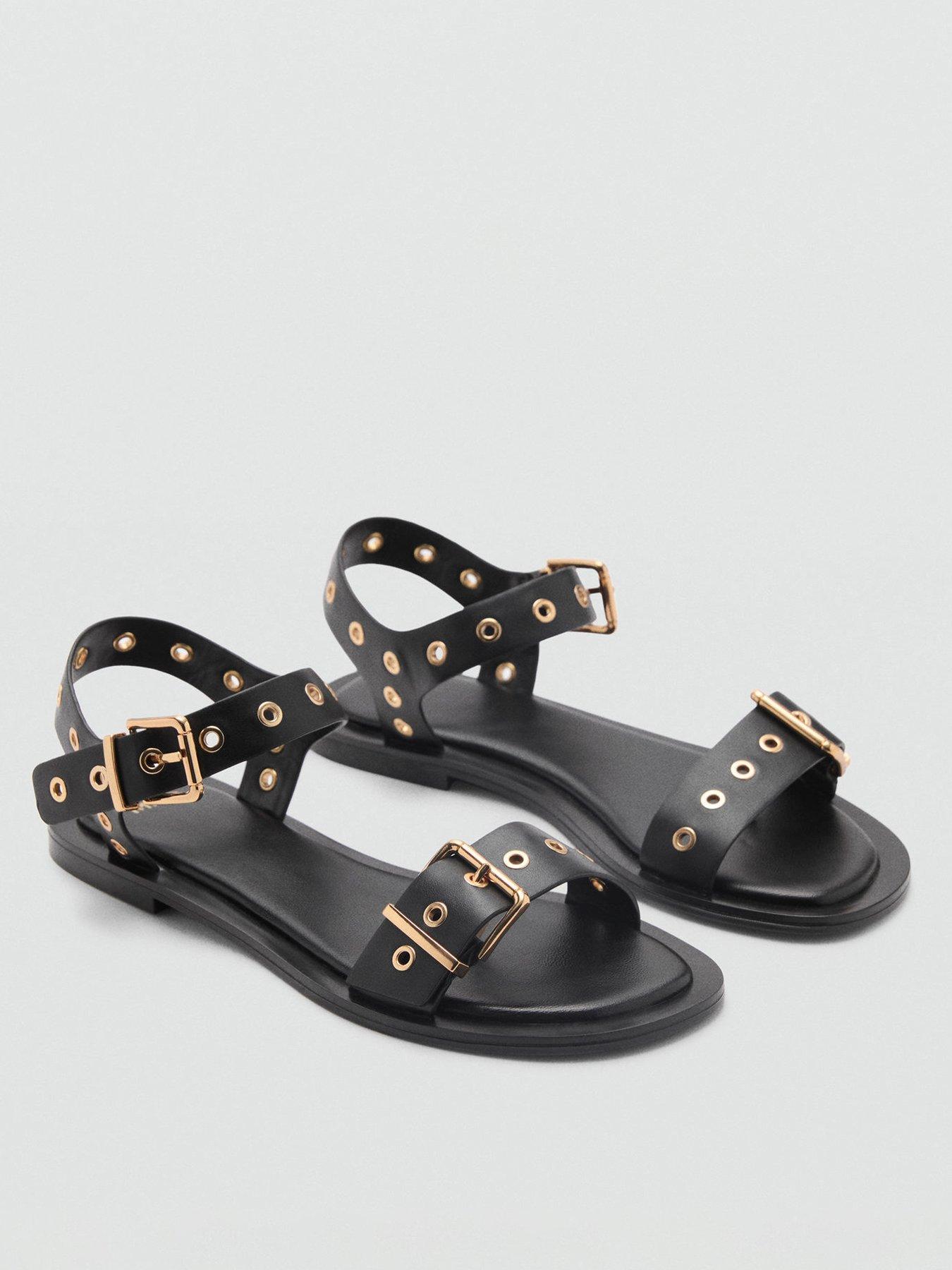 Image 2 of 4 of Mango Sandal With Die-Cut Straps - Black