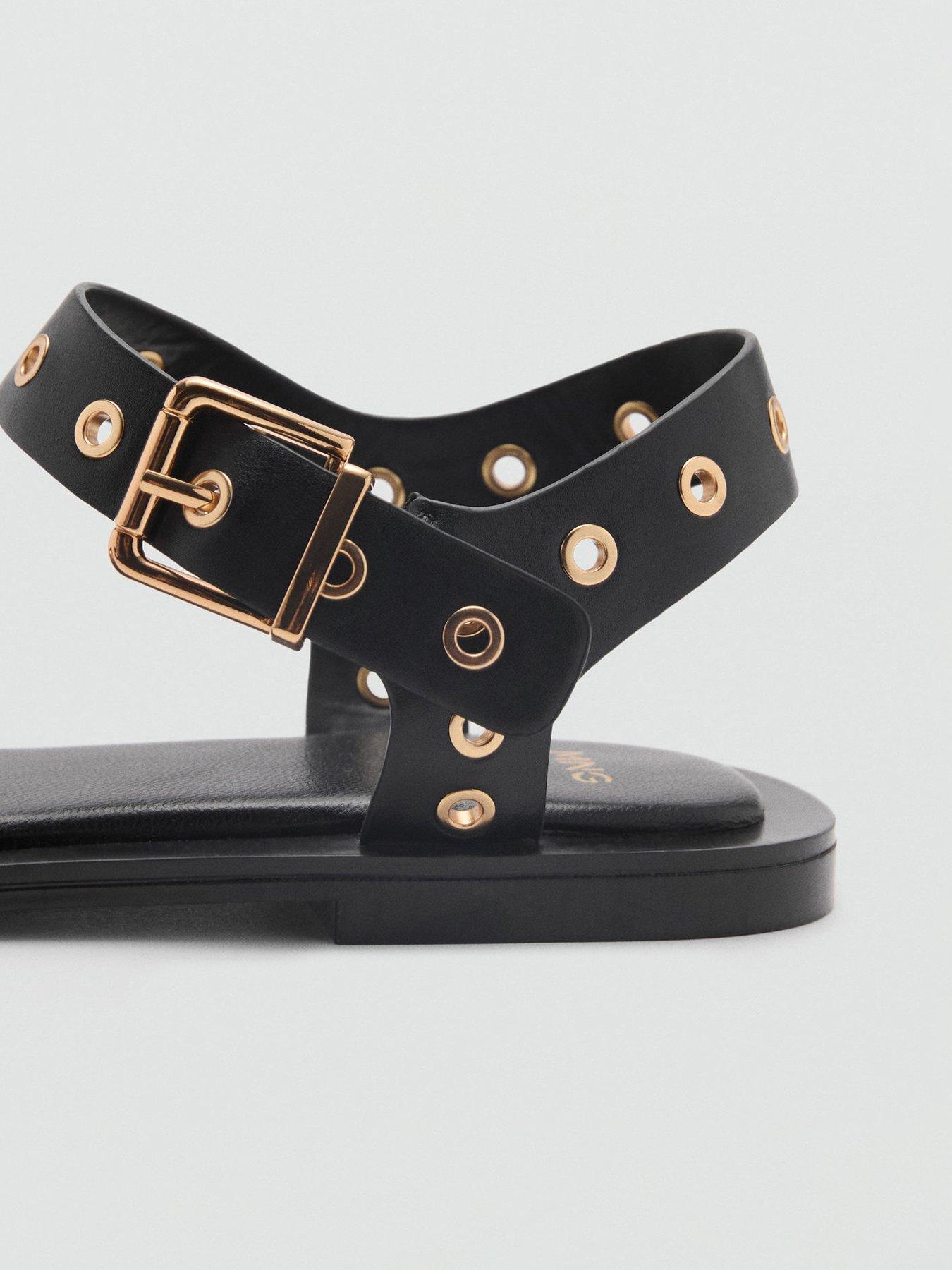 Image 3 of 4 of Mango Sandal With Die-Cut Straps - Black