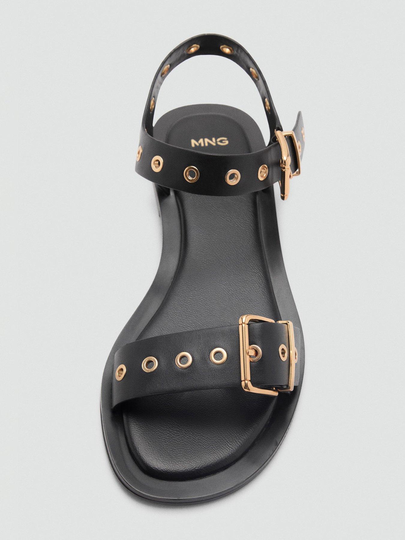 Image 4 of 4 of Mango Sandal With Die-Cut Straps - Black