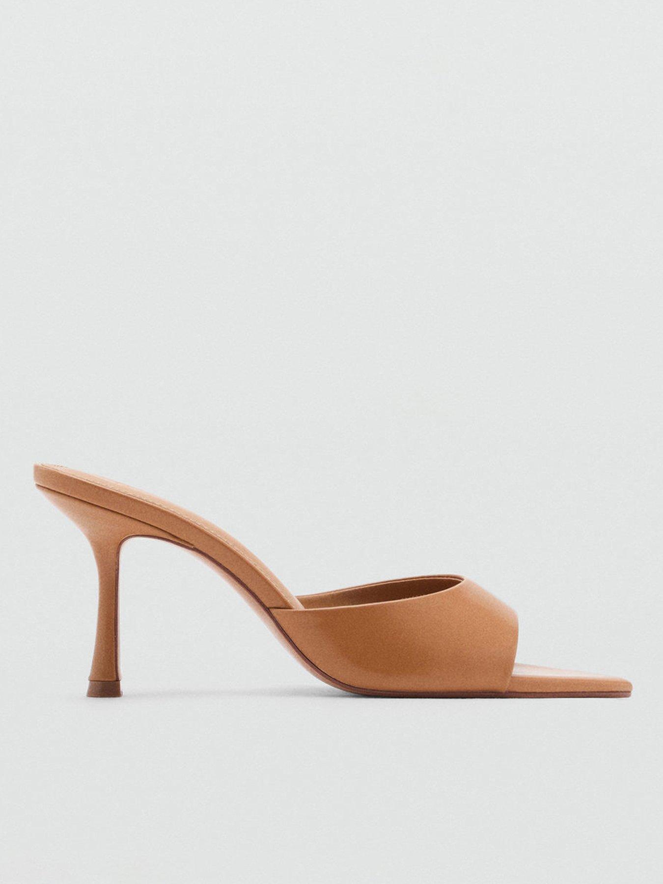 undefined Open Toed Heeled Sandals With Pointed Toe - Brown