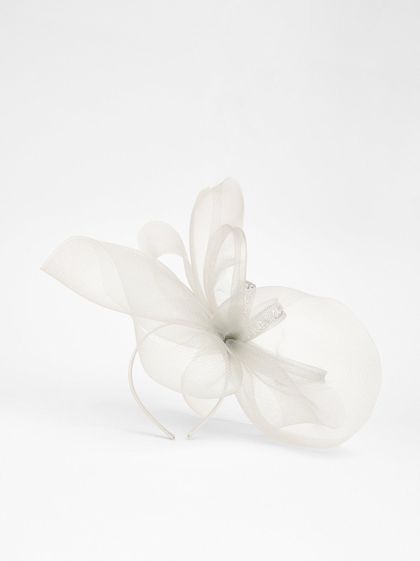 undefined Grey Diamante Bow Headband Fascinator